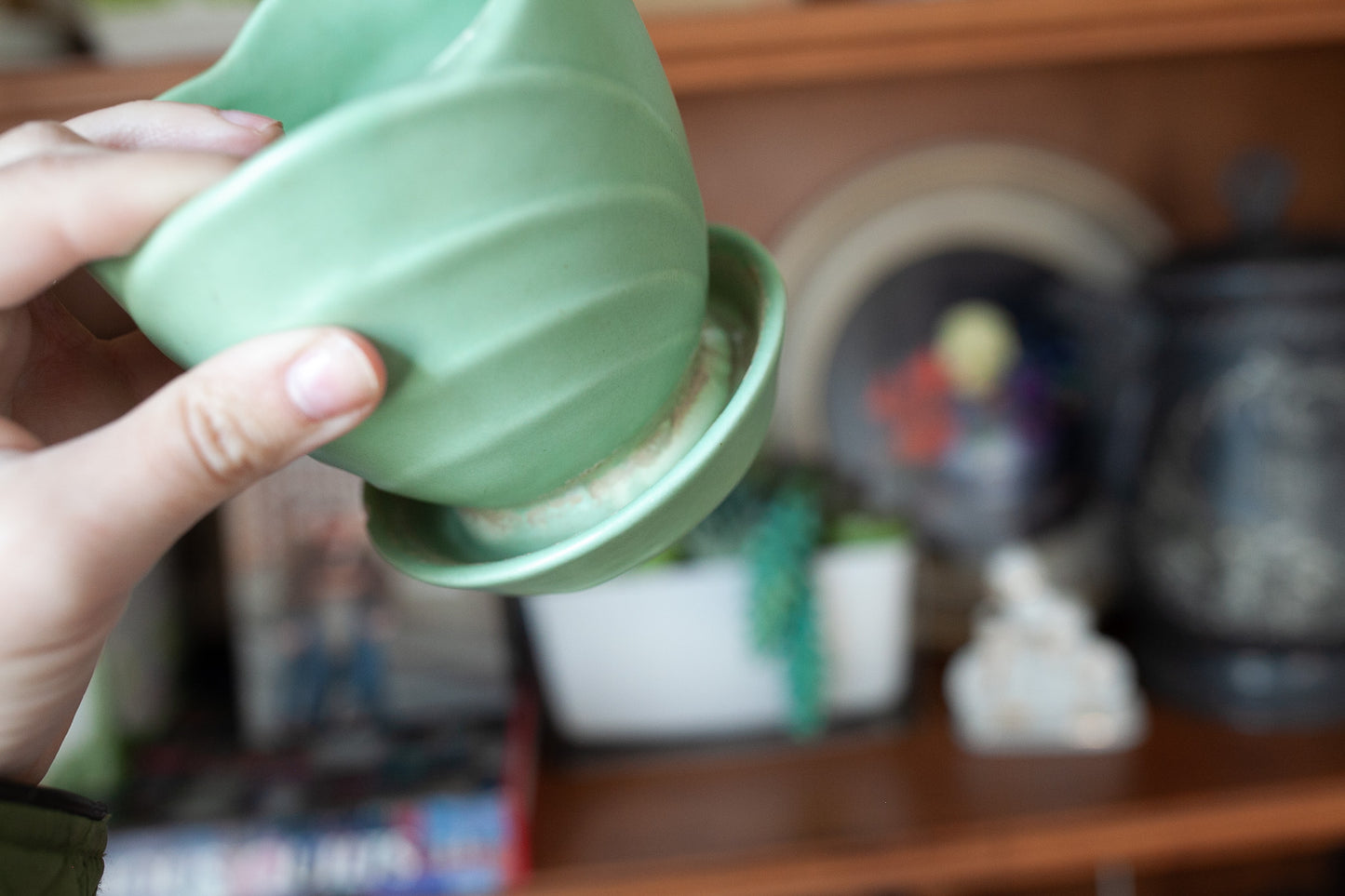 Vintage Green Planter -Green Matte Pottery