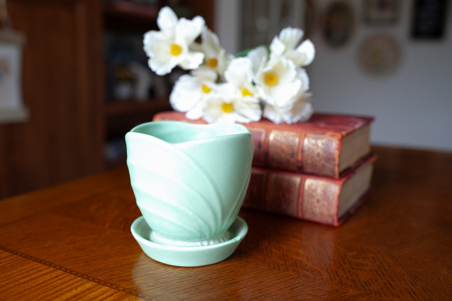 Vintage Green Planter -Green Matte Pottery