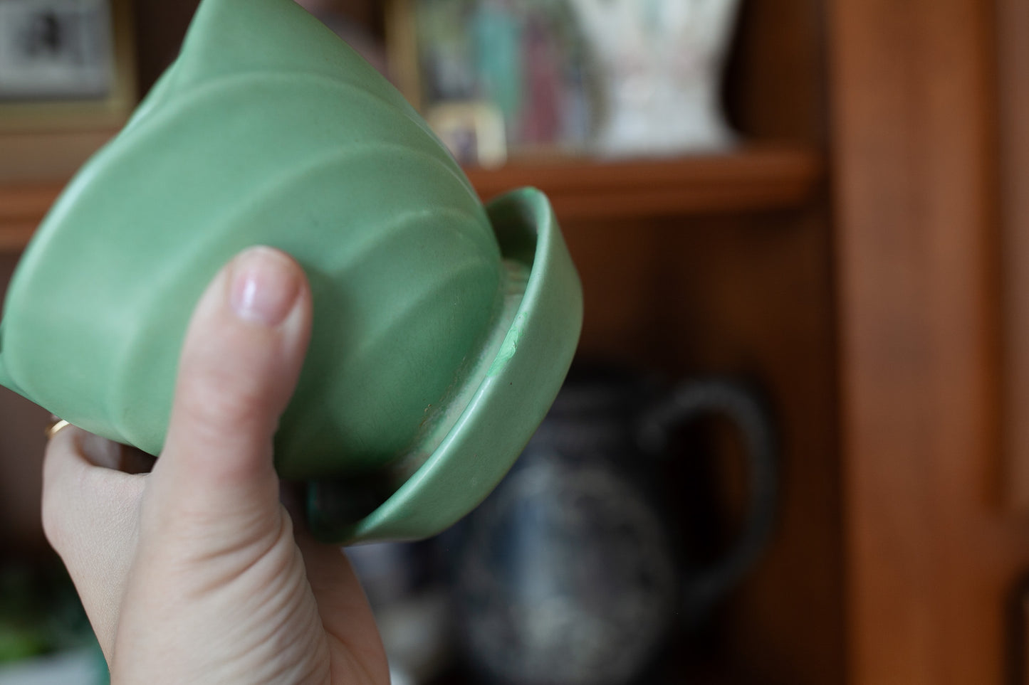 Vintage Green Planter -Green Matte Pottery