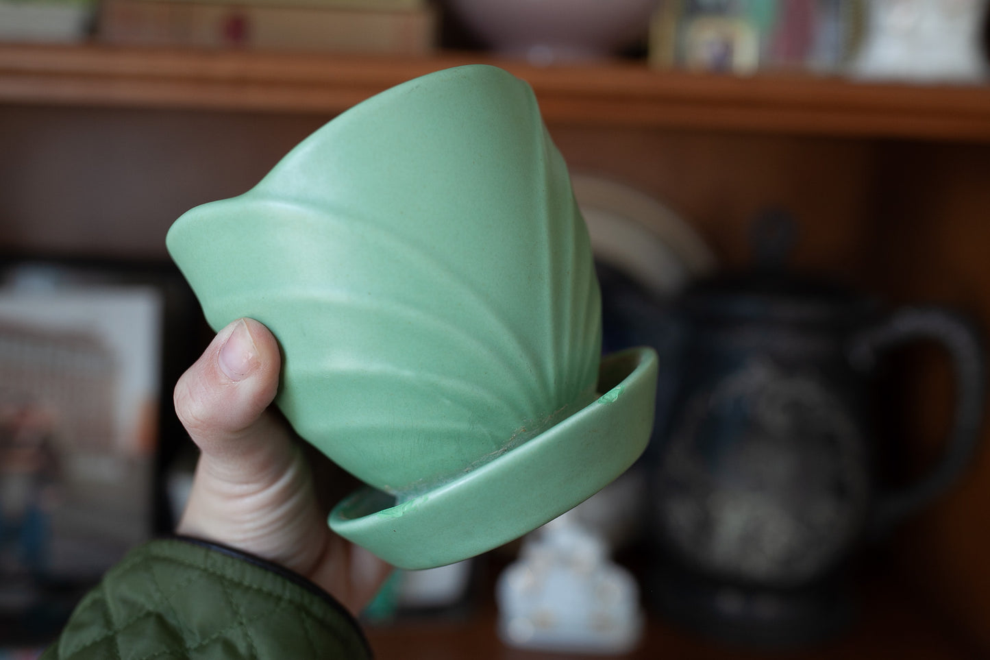 Vintage Green Planter -Green Matte Pottery