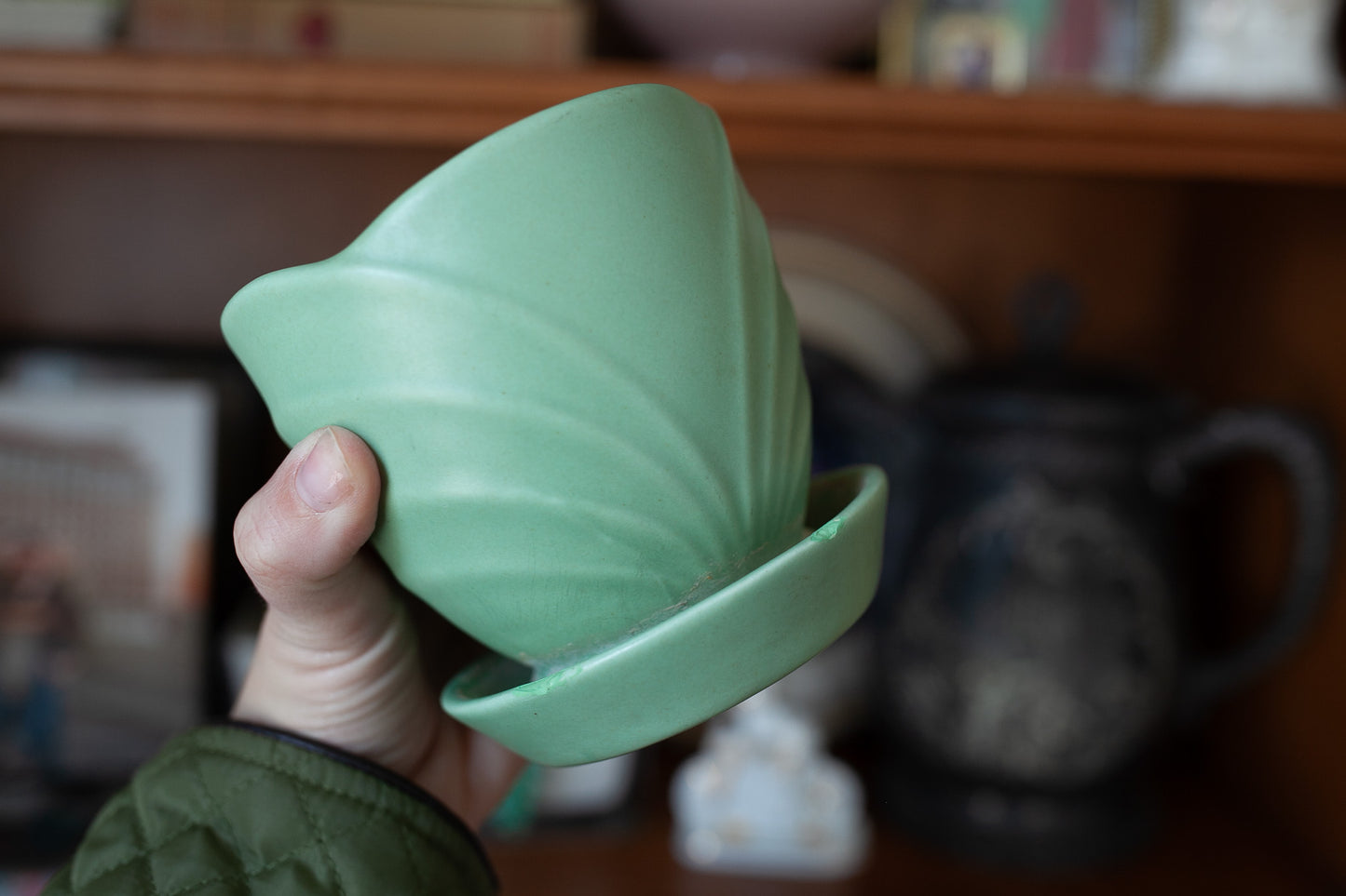 Vintage Green Planter -Green Matte Pottery