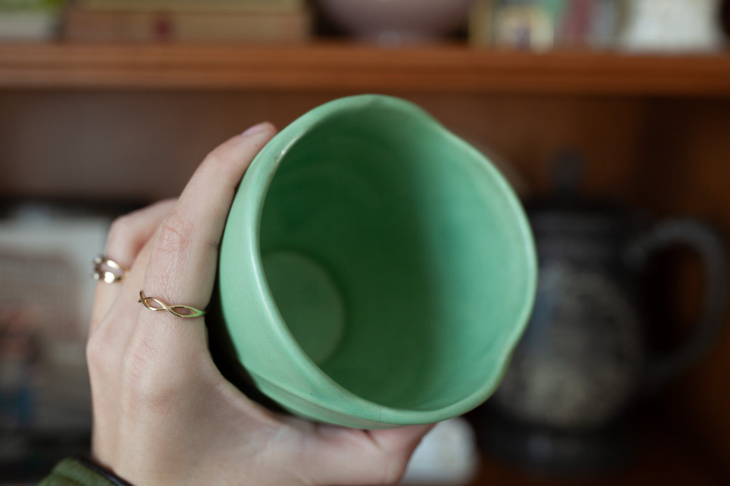 Vintage Green Planter -Green Matte Pottery