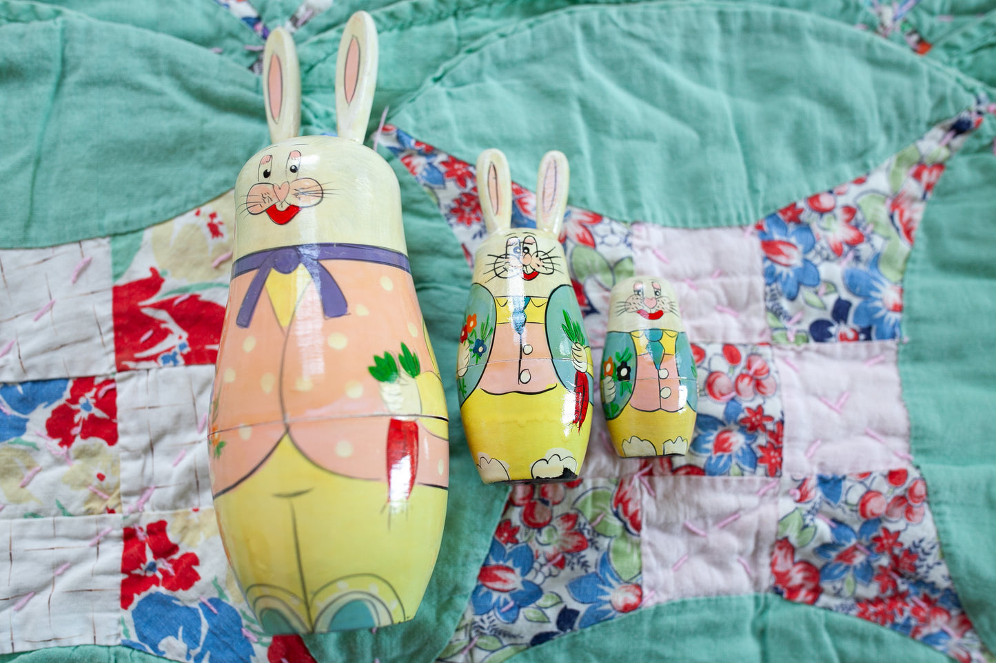 Vintage Nesting Bunnies- Easter Bunny-Nesting Dolls