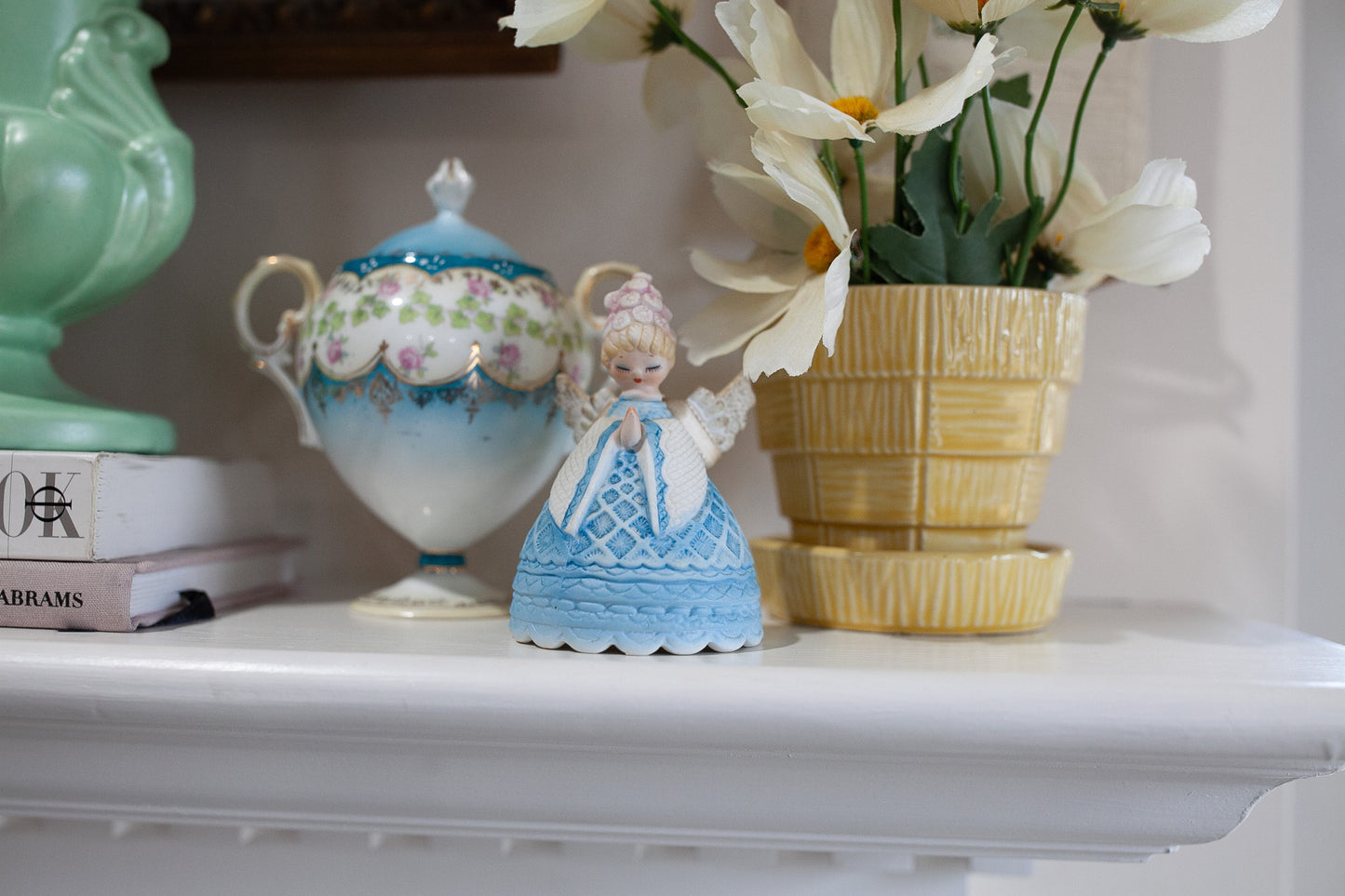 Mid century Lefton Christmas angel bell bee hive hair do