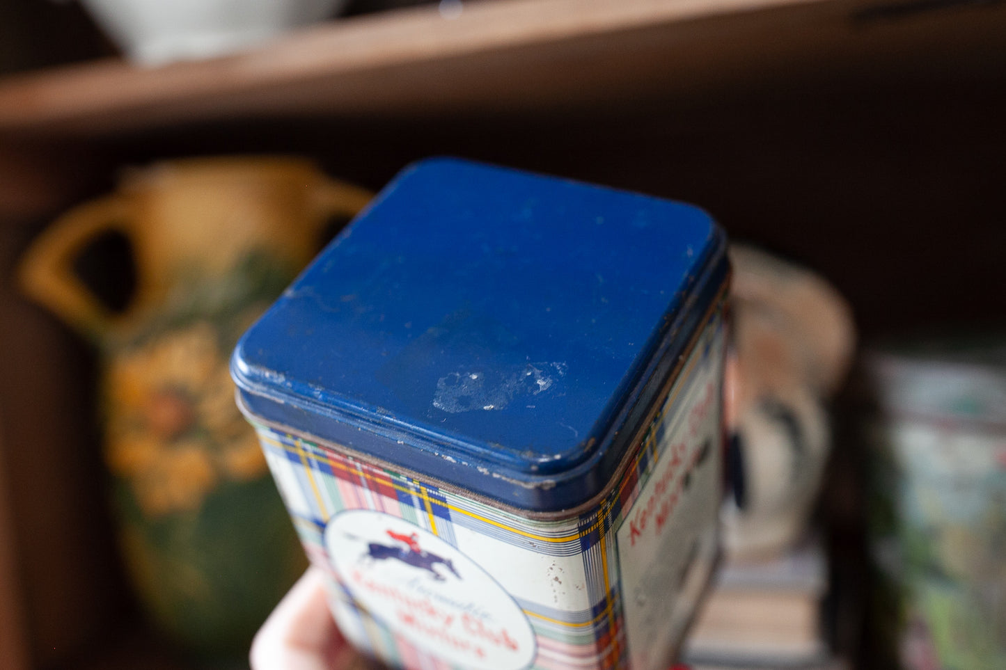 Vintage Tin - Kentucky Club Mixture Tin - Plaid Tin- Horse Tin