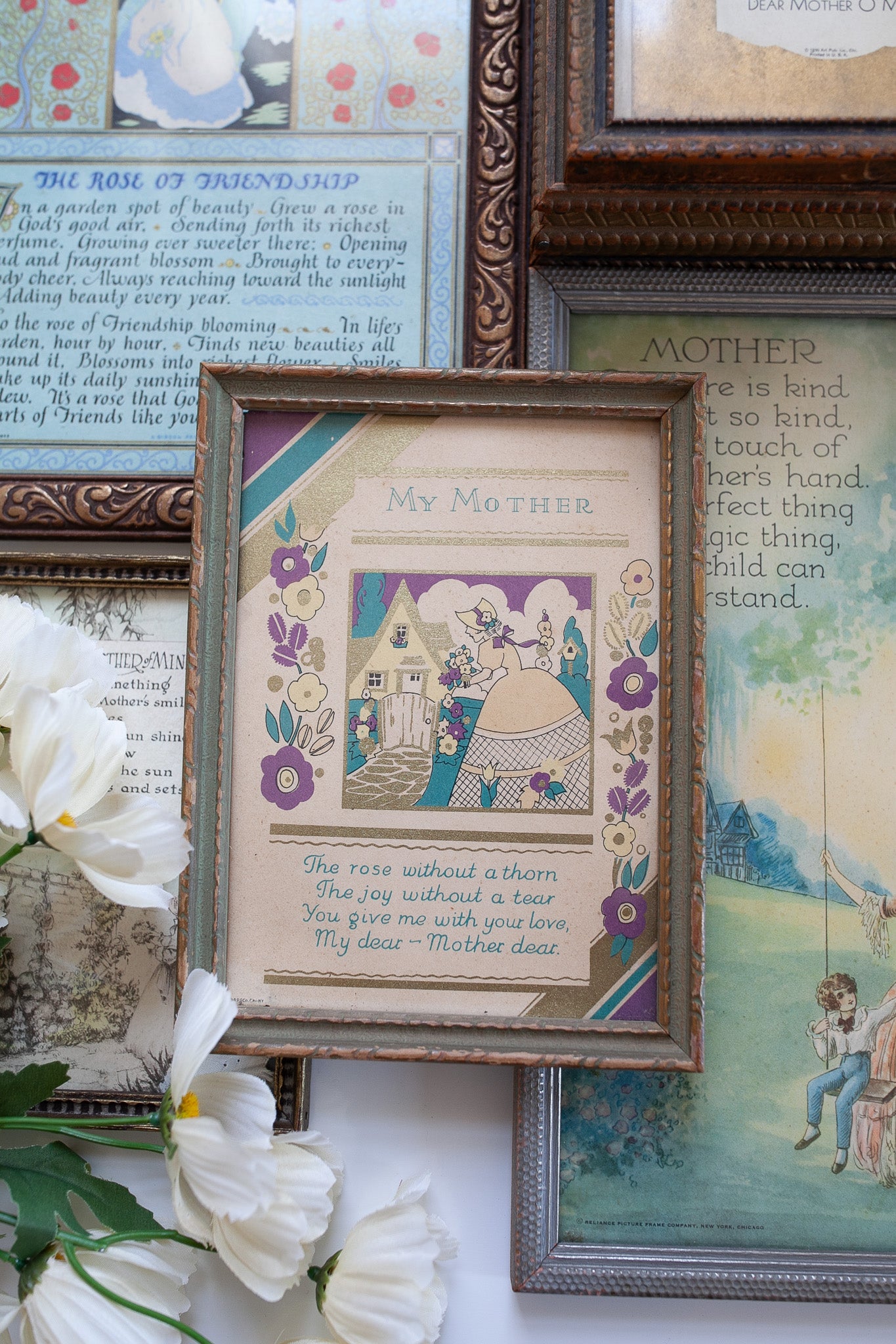 Vintage Mother Poem- Framed Poem- Motto Print