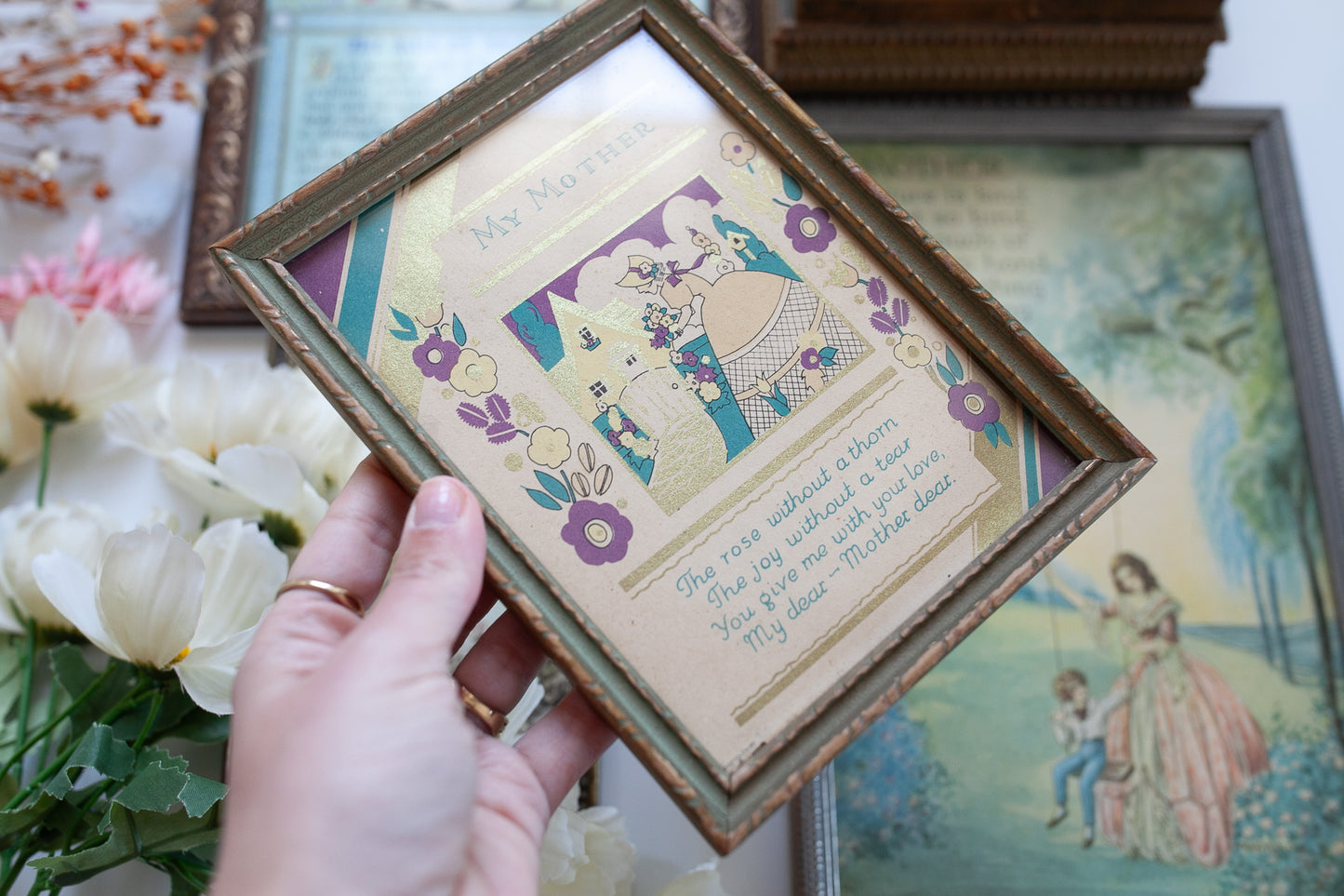 Vintage Mother Poem- Framed Poem- Motto Print