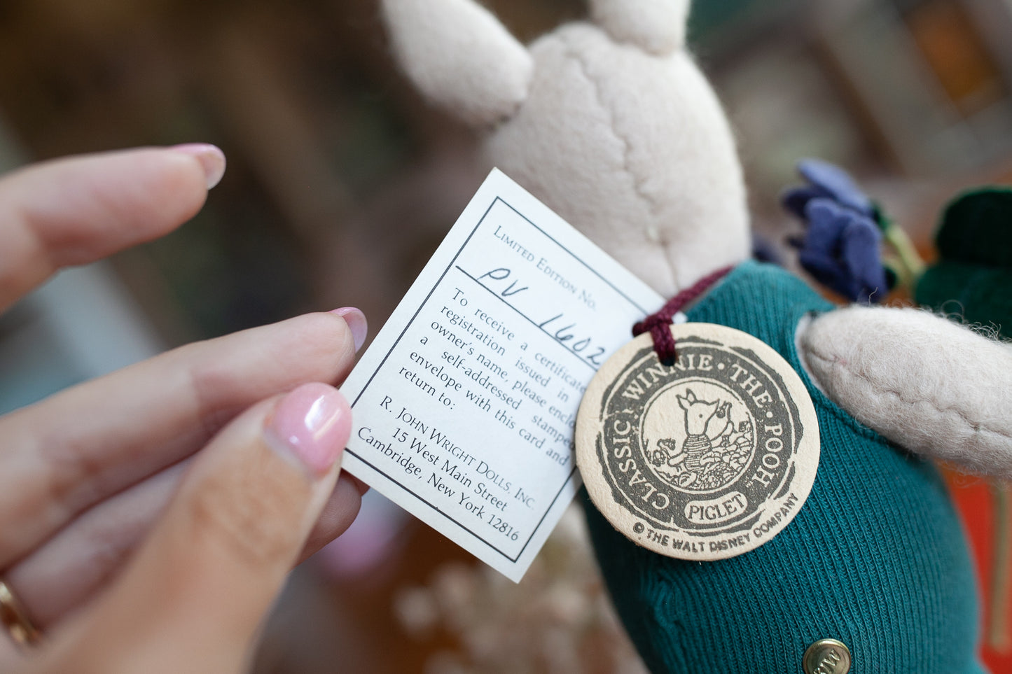 Piglet with Violets by R. John Wright - Vintage Piglet - Winnie the Pooh