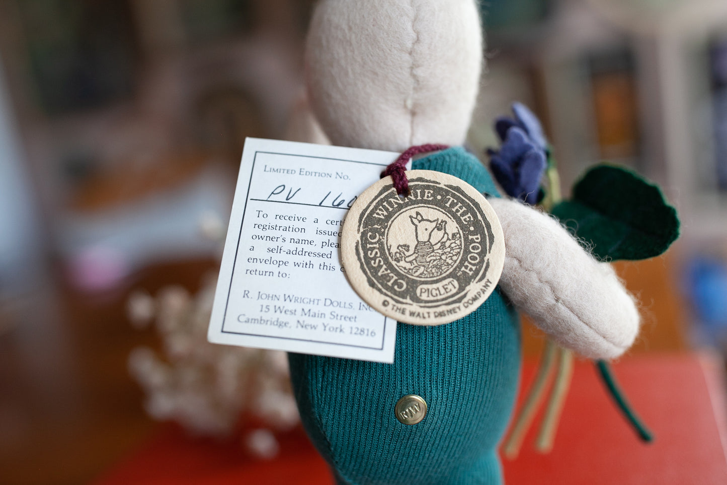 Piglet with Violets by R. John Wright - Vintage Piglet - Winnie the Pooh