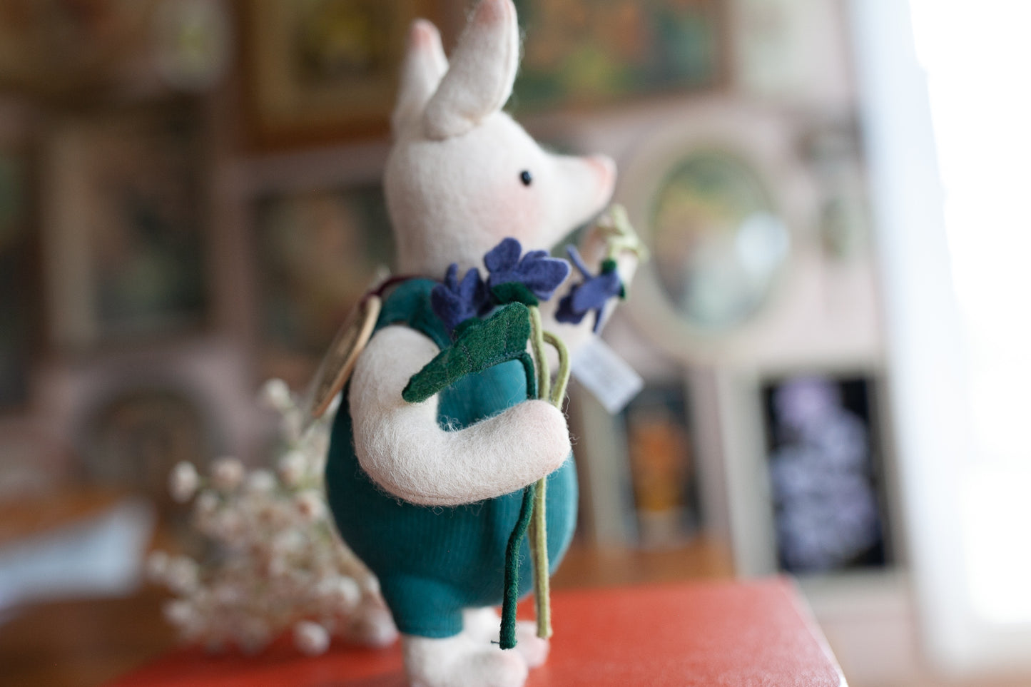 Piglet with Violets by R. John Wright - Vintage Piglet - Winnie the Pooh