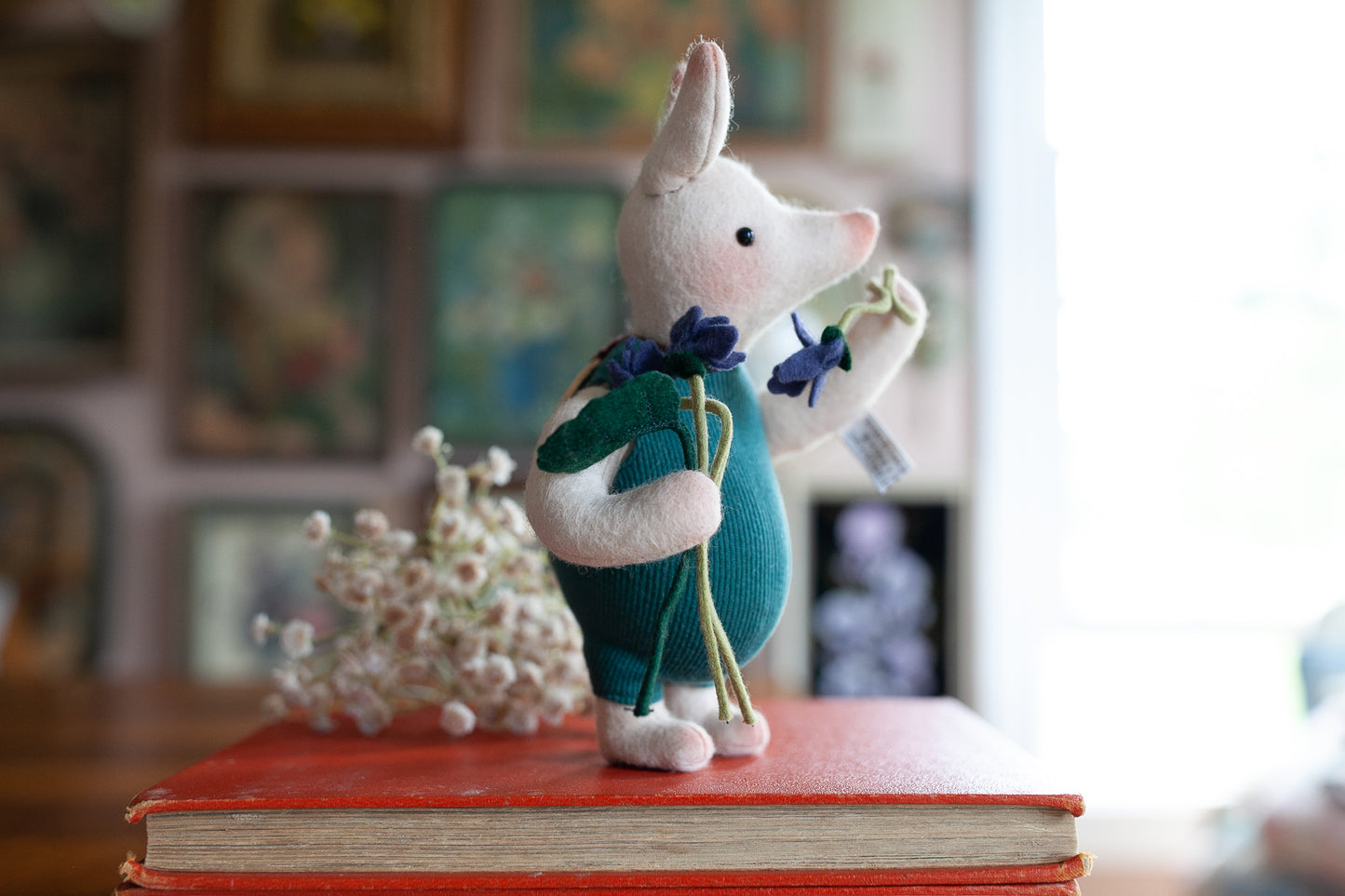 Piglet with Violets by R. John Wright - Vintage Piglet - Winnie the Pooh