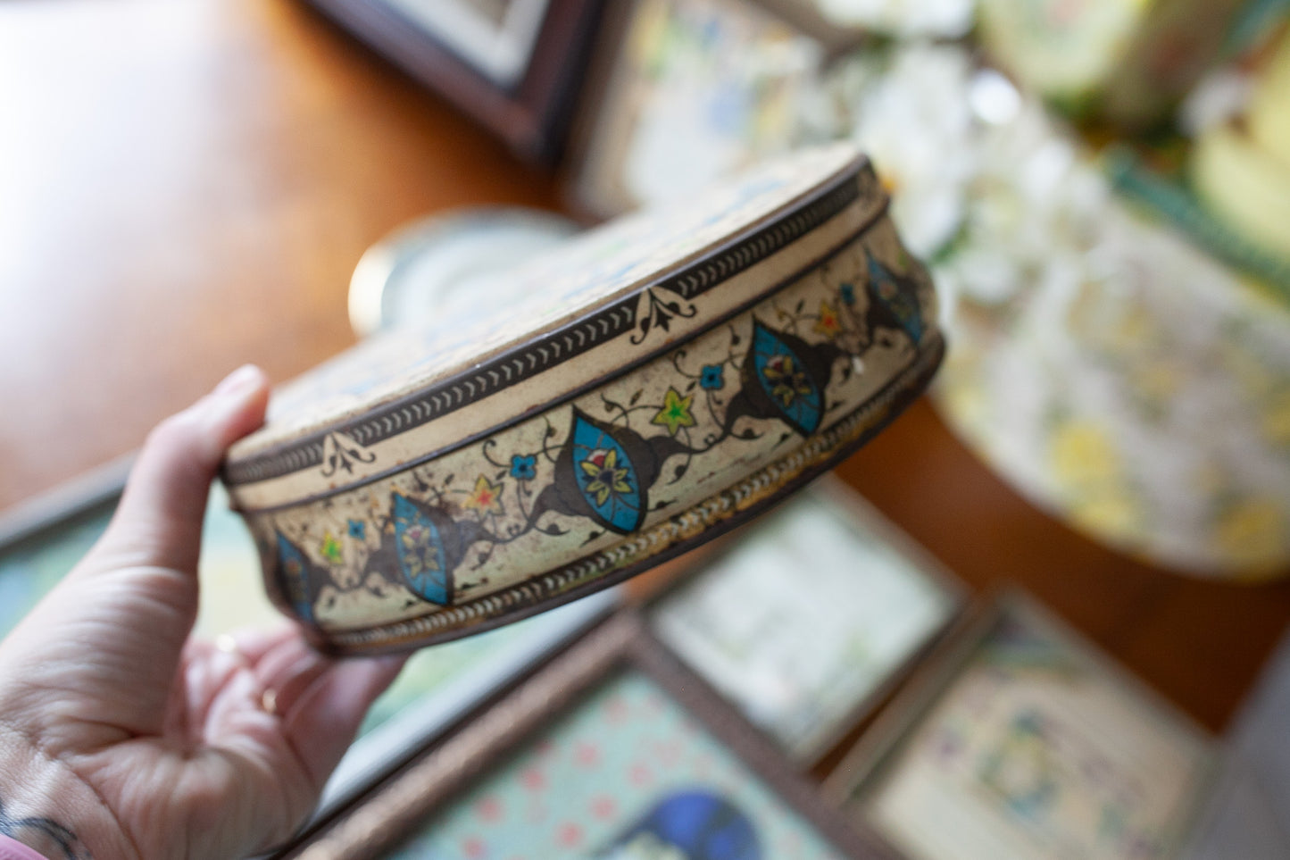 Vintage Tin- Biscuit Tin -Liverpool -Patterned Tin