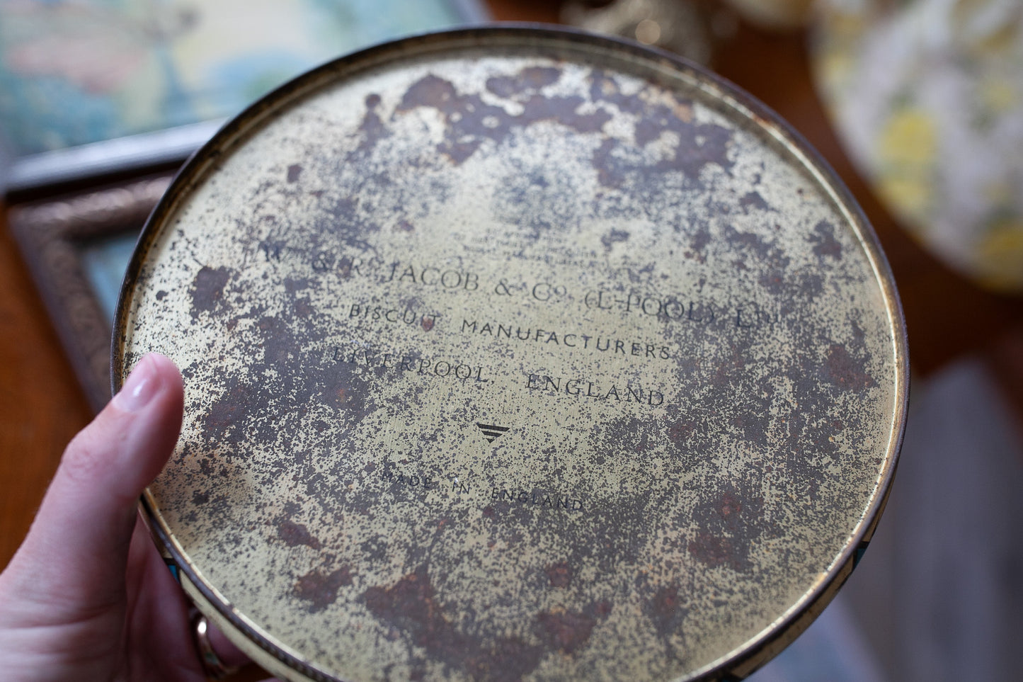 Vintage Tin- Biscuit Tin -Liverpool -Patterned Tin