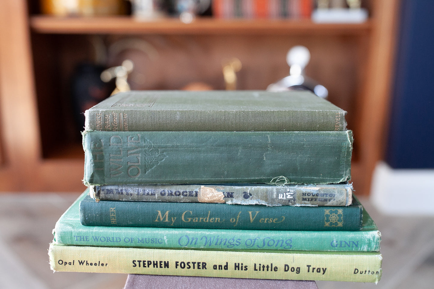 Stack of Green Books - Vintage Books -Vintage Book Stack