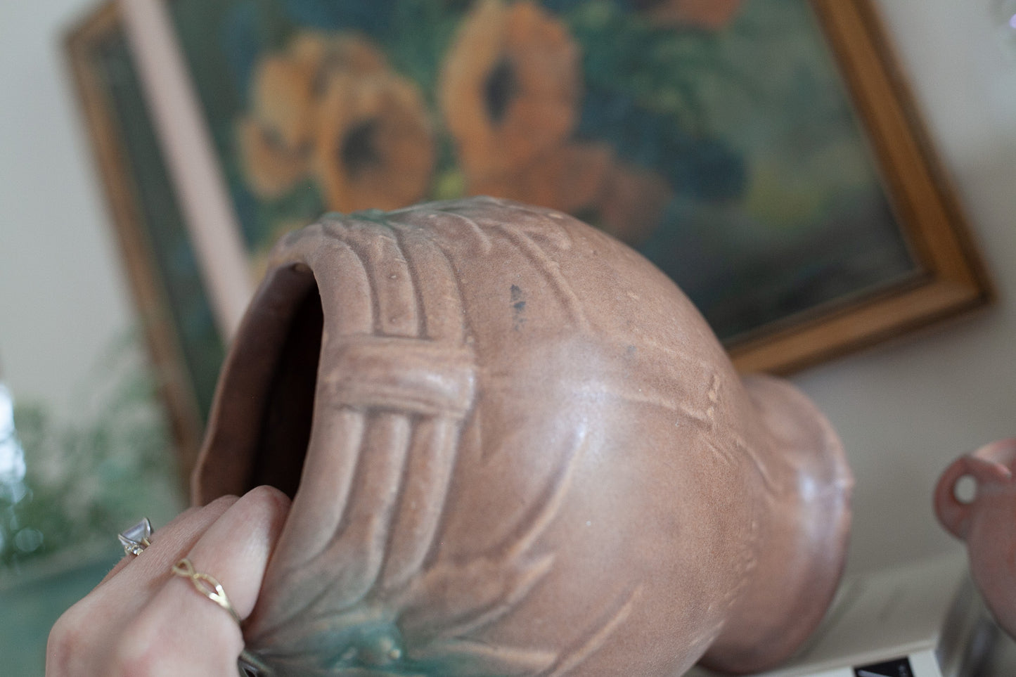 Vintage McCoy Pottery Vase - Leaves and Berries Matte Brown Ceramic Vase