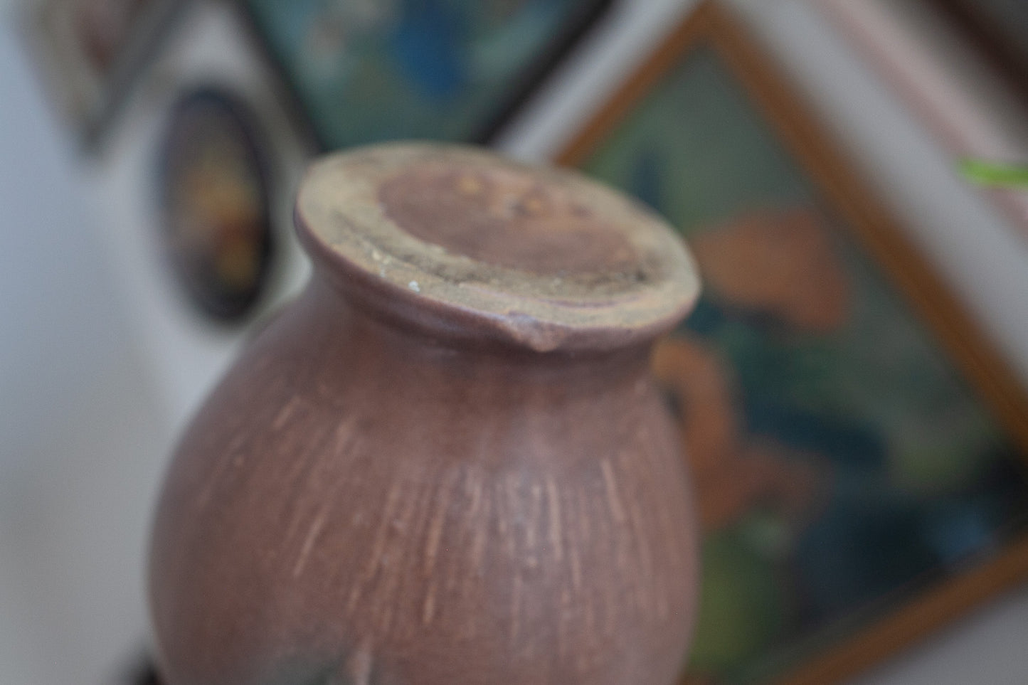 Vintage McCoy Pottery Vase - Leaves and Berries Matte Brown Ceramic Vase