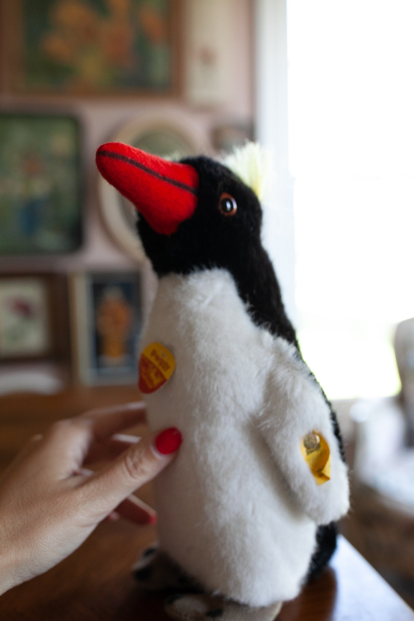 Vintage Steiff - Peggy - Penguin - Vintage Steiff Penguin-1976 STEIFF PEGGY PENGUIN 10.5 INCHES 2505/27 BUTTON