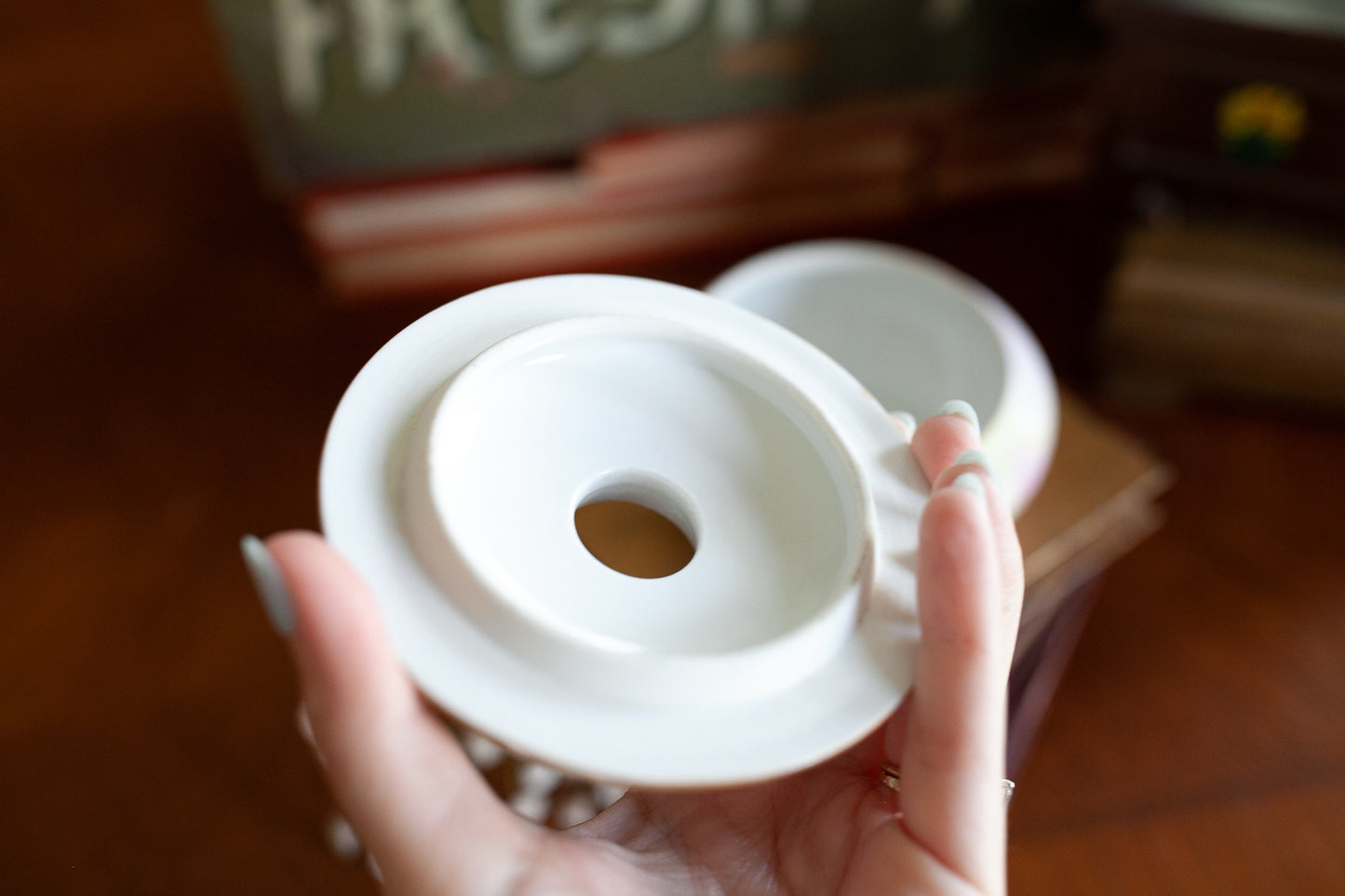 Vintage Hair Receiver - Floral- Painted Austrian Porcelain