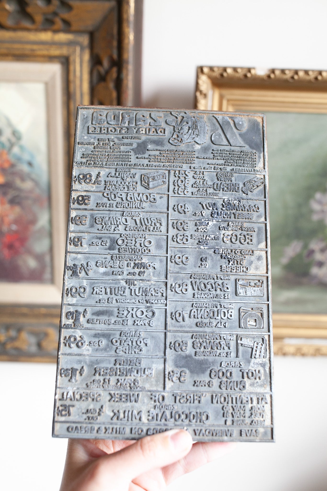 Vintage Letterpress Menu- Vintage Menu Stamp- Zarda Kansas Dairy Menu