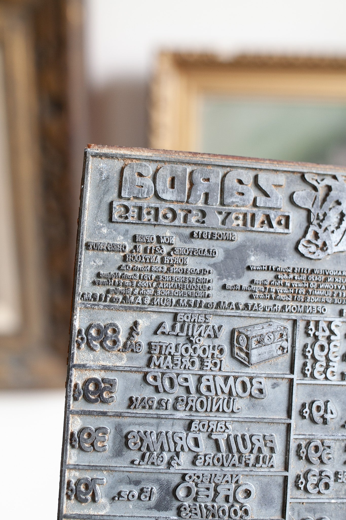 Vintage Letterpress Menu- Vintage Menu Stamp- Zarda Kansas Dairy Menu