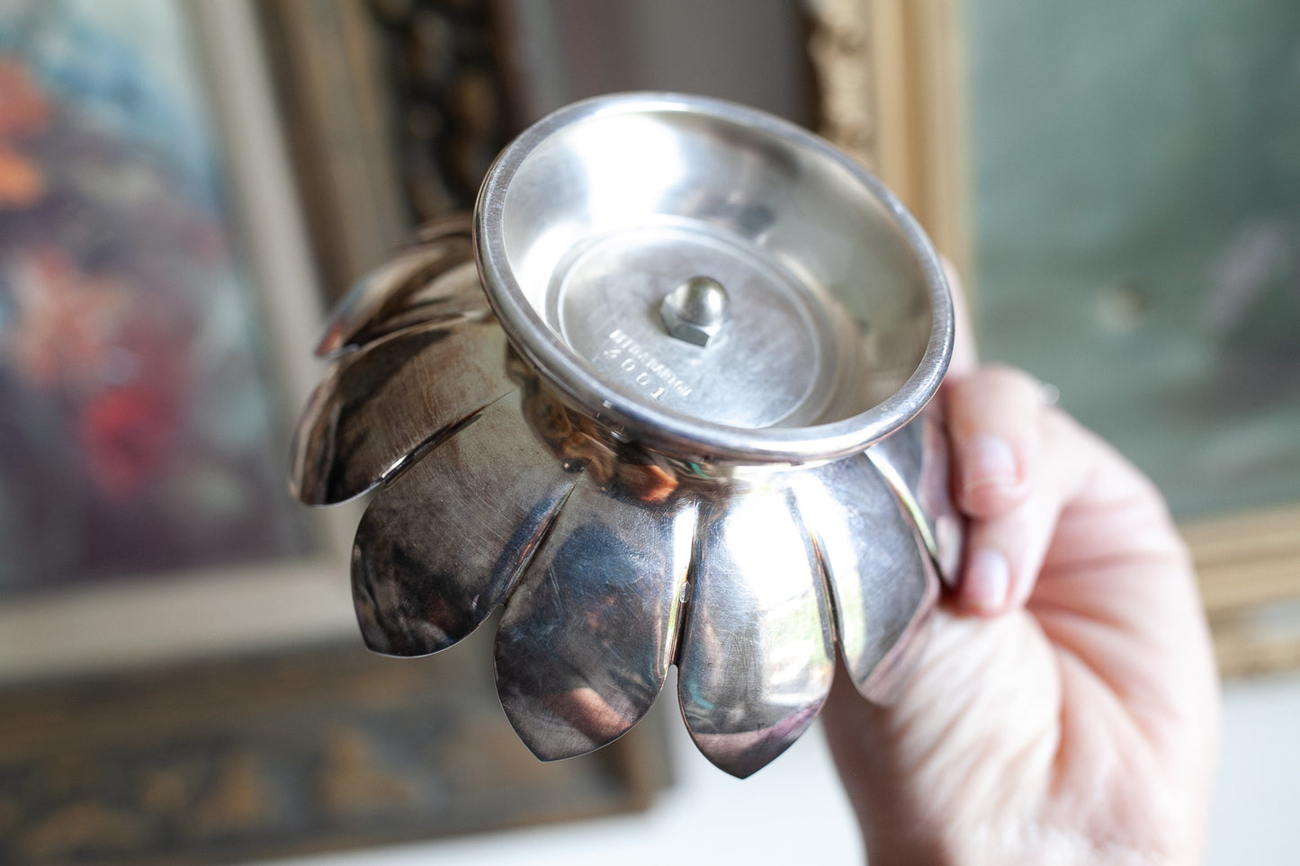 Vintage Pair of Leonard Reed and Barton Lotus Flower Taper Candle Holders