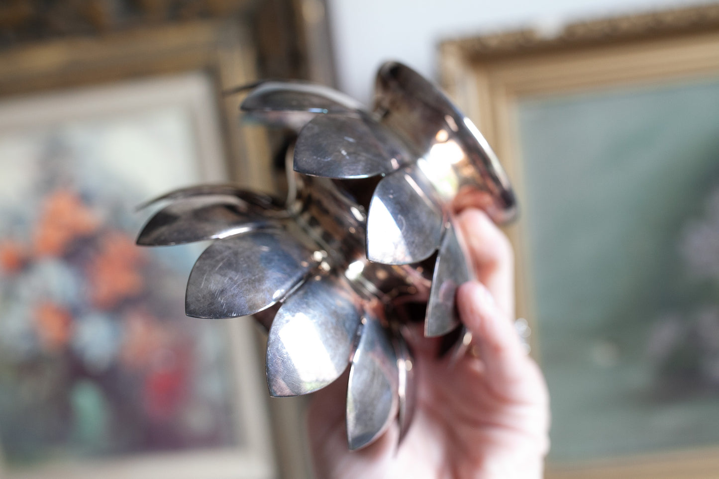 Vintage Pair of Leonard Reed and Barton Lotus Flower Taper Candle Holders