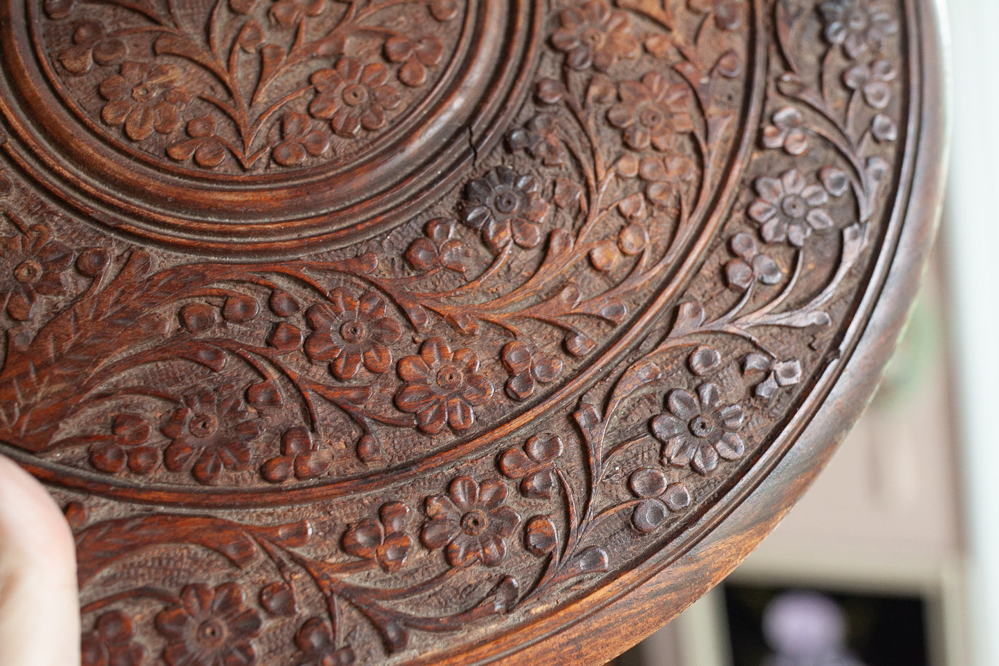 Vintage Serving Tray - Wood Board - Wood Serving Board - Floral Carved Wood board