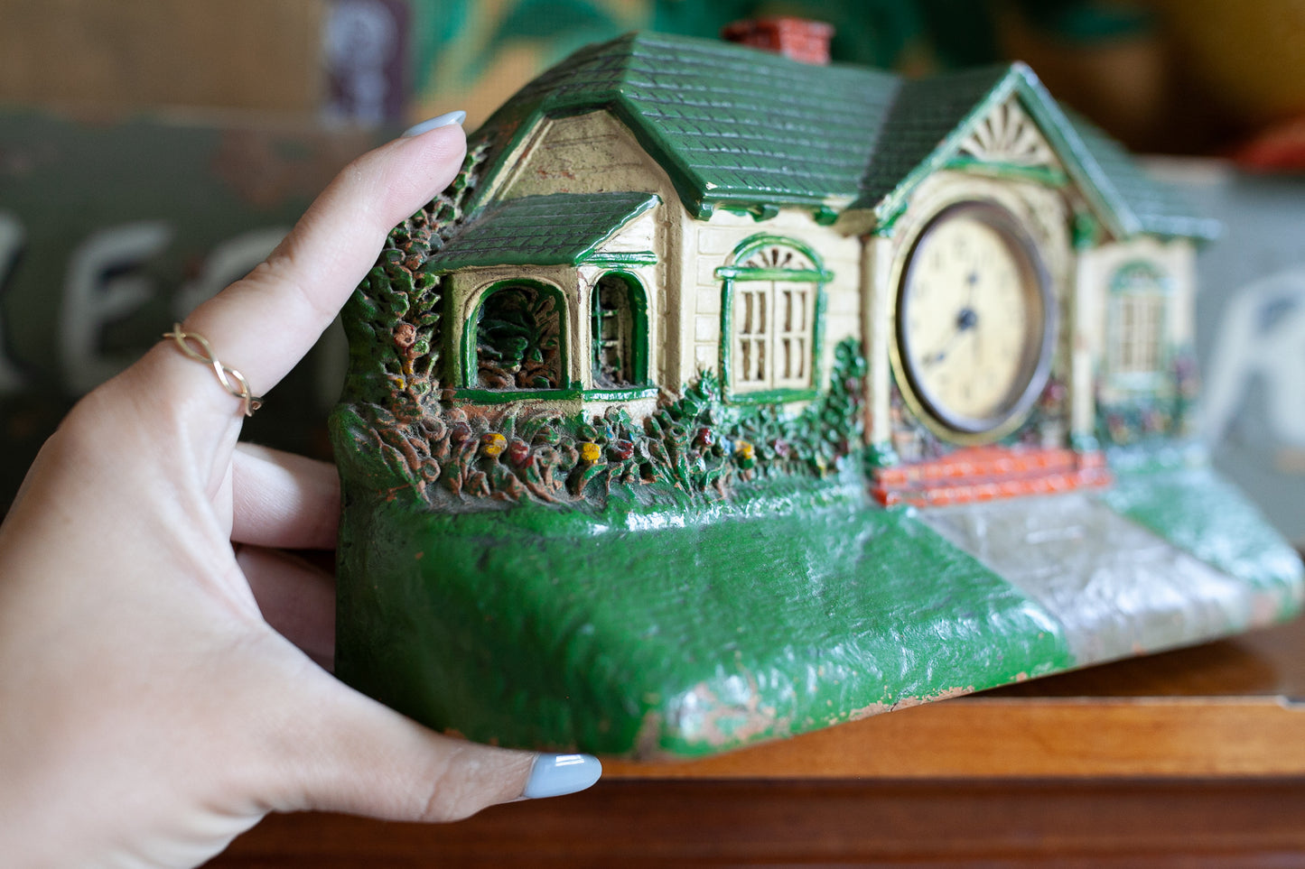 Vintage House Clock - Mantle Clock - House - Charming Home Decor