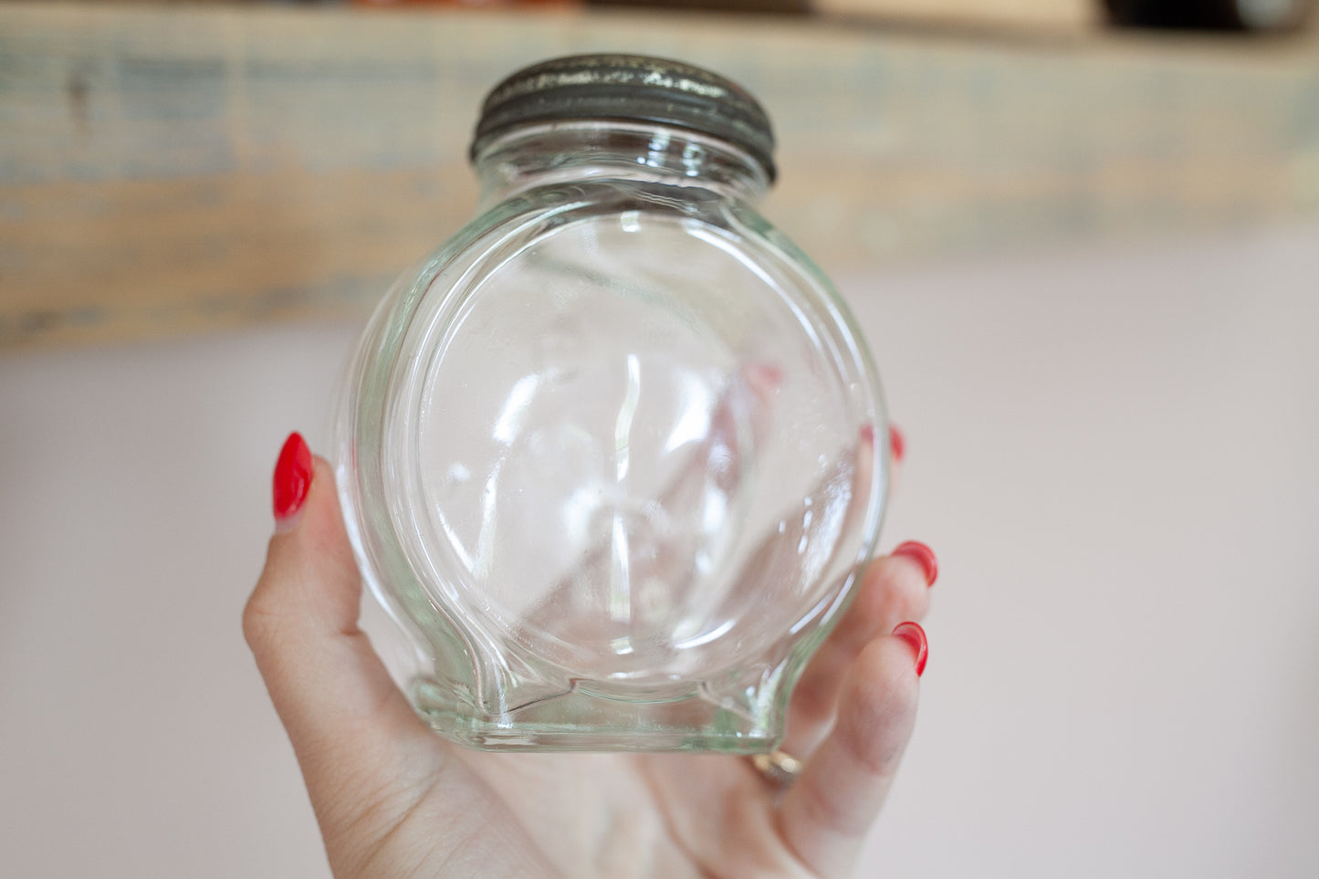 Vintage Glass Bottle - Clock Face Bottle - Lidded Bottle
