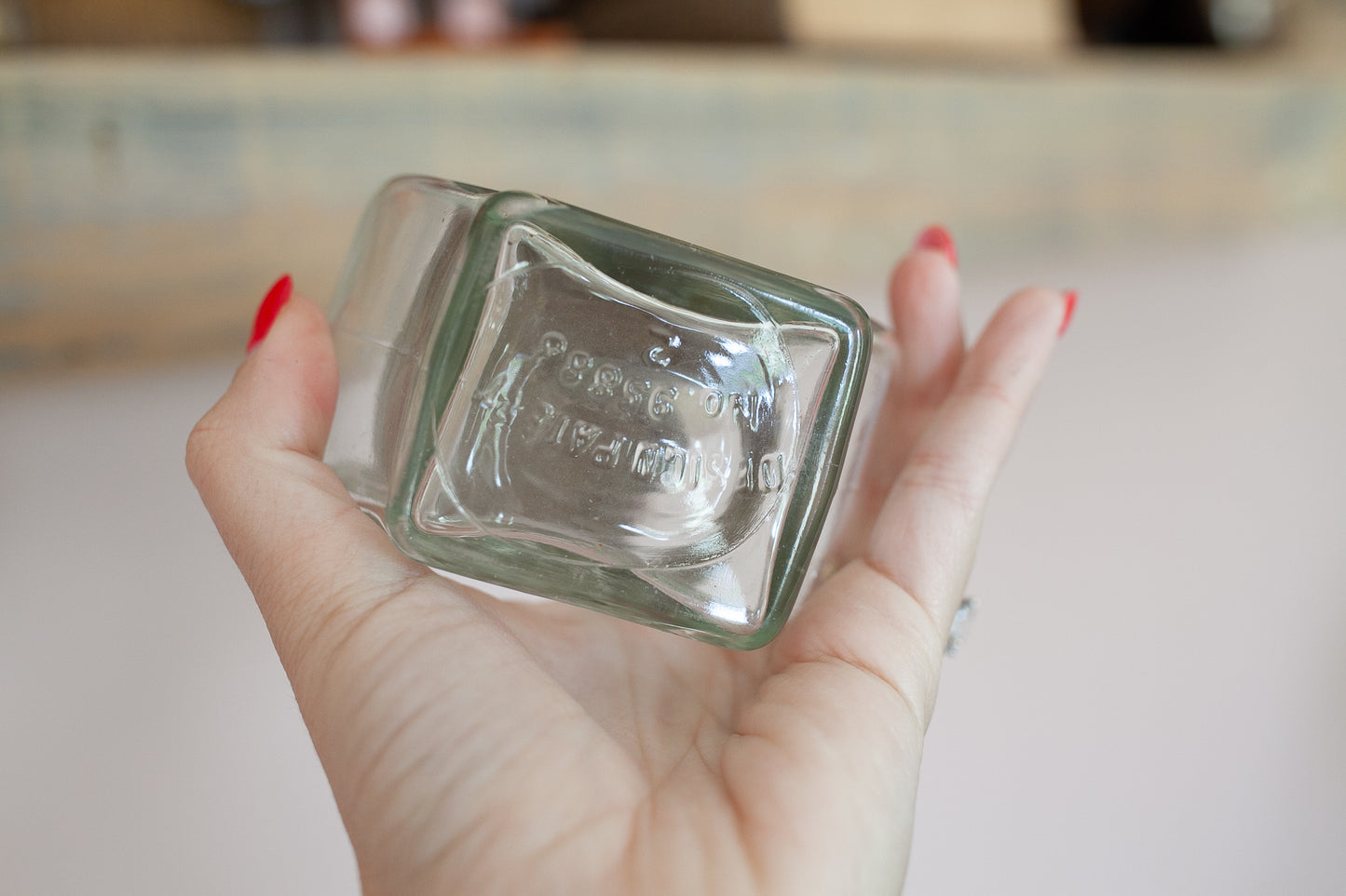 Vintage Glass Bottle - Clock Face Bottle - Lidded Bottle