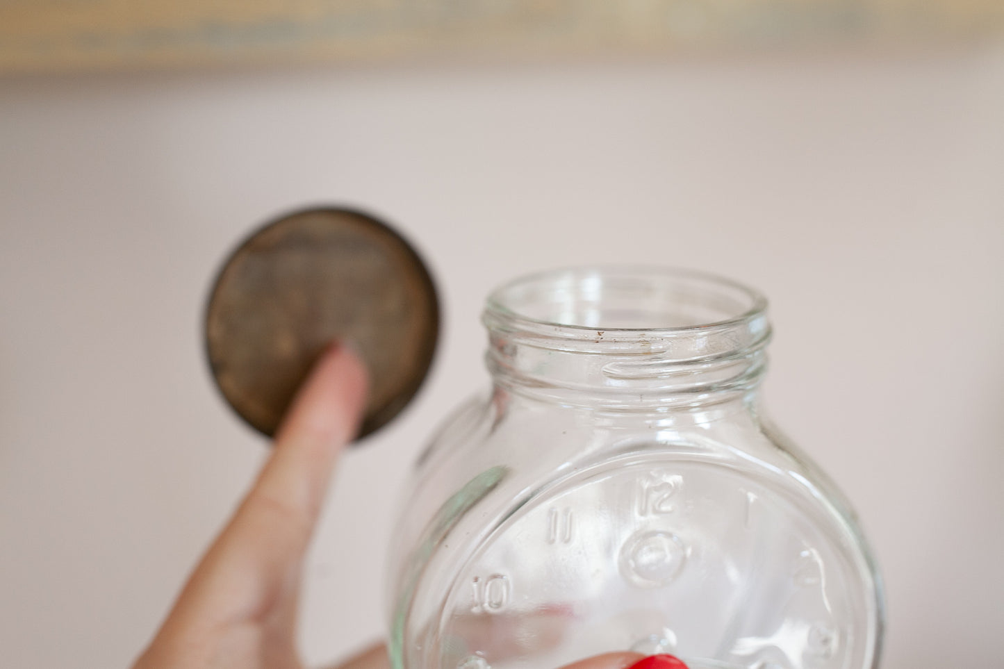 Vintage Glass Bottle - Clock Face Bottle - Lidded Bottle