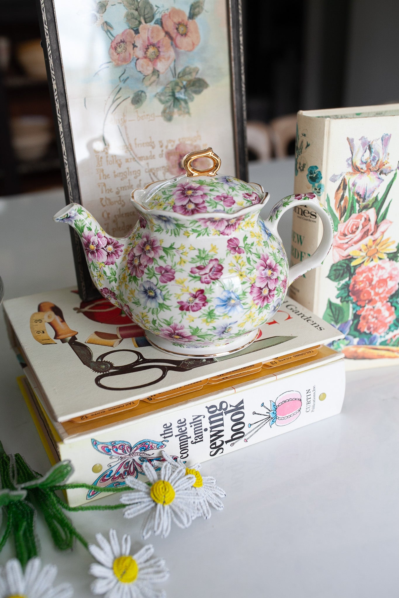 Vintage Tea Pot -Windsor Chelsea Chintz Summer Pink Made in England