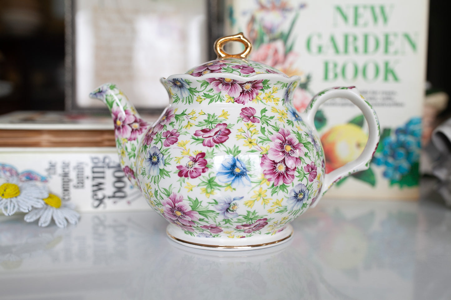 Vintage Tea Pot -Windsor Chelsea Chintz Summer Pink Made in England