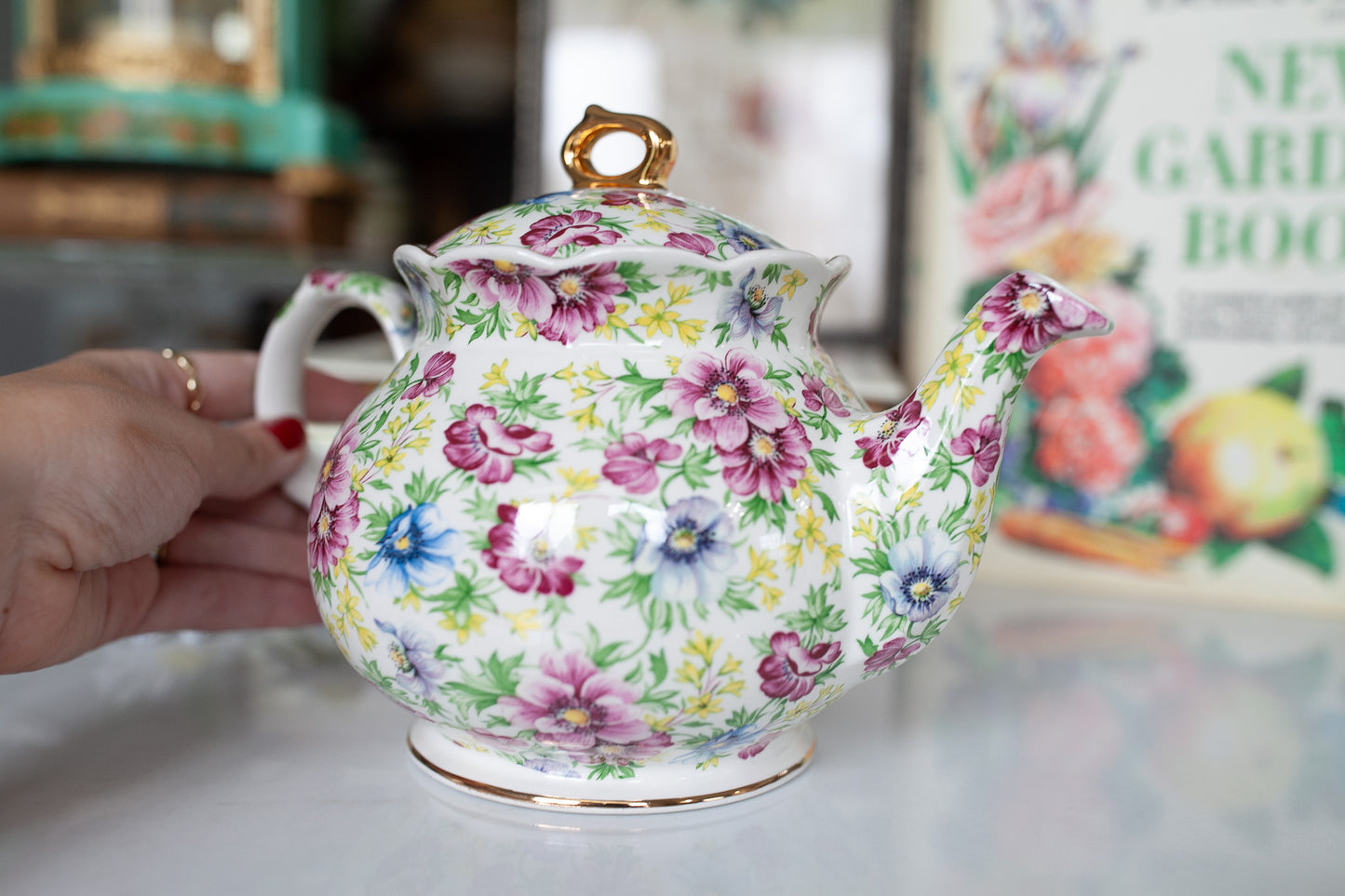 Vintage Tea Pot -Windsor Chelsea Chintz Summer Pink Made in England