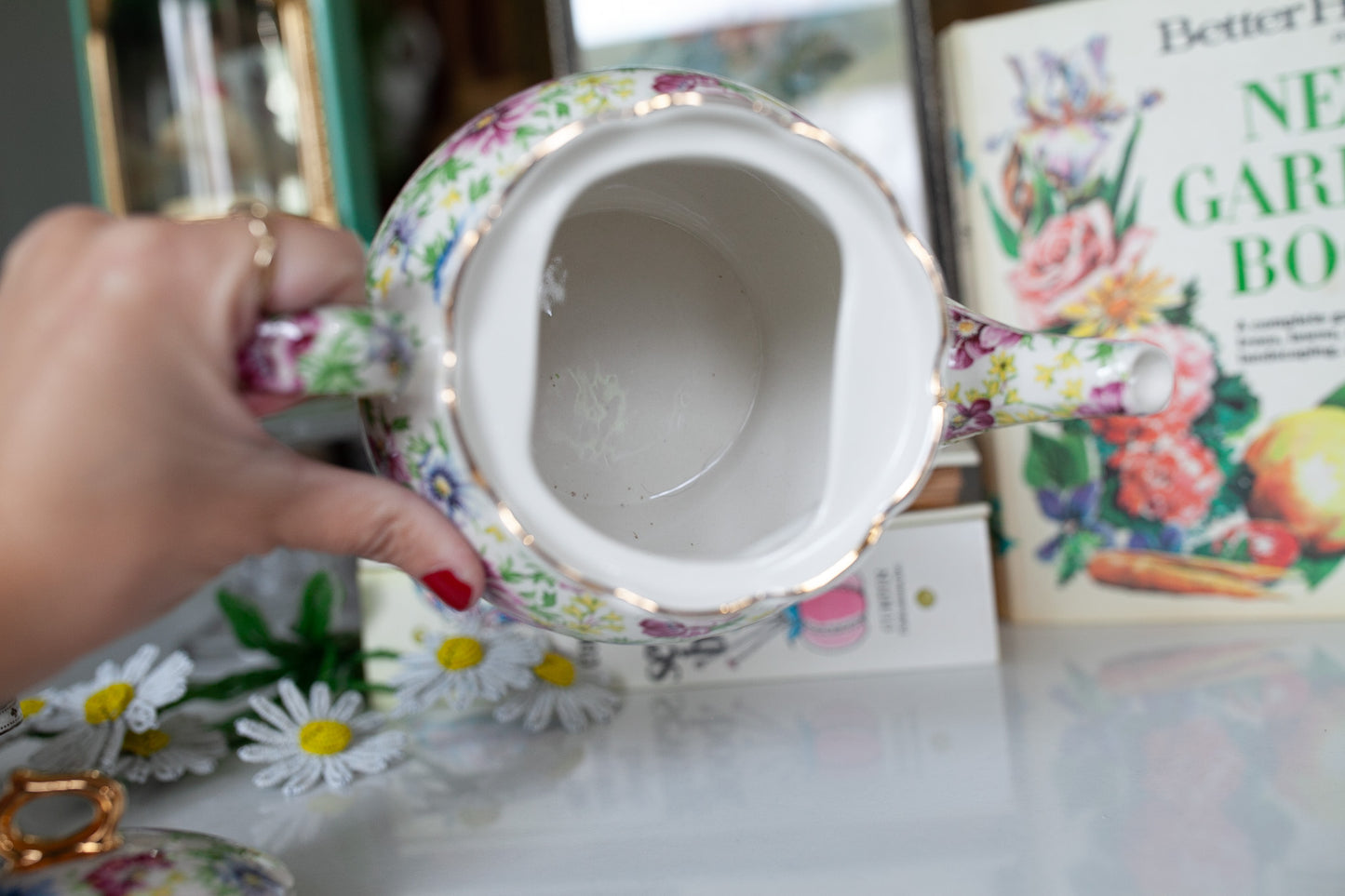 Vintage Tea Pot -Windsor Chelsea Chintz Summer Pink Made in England