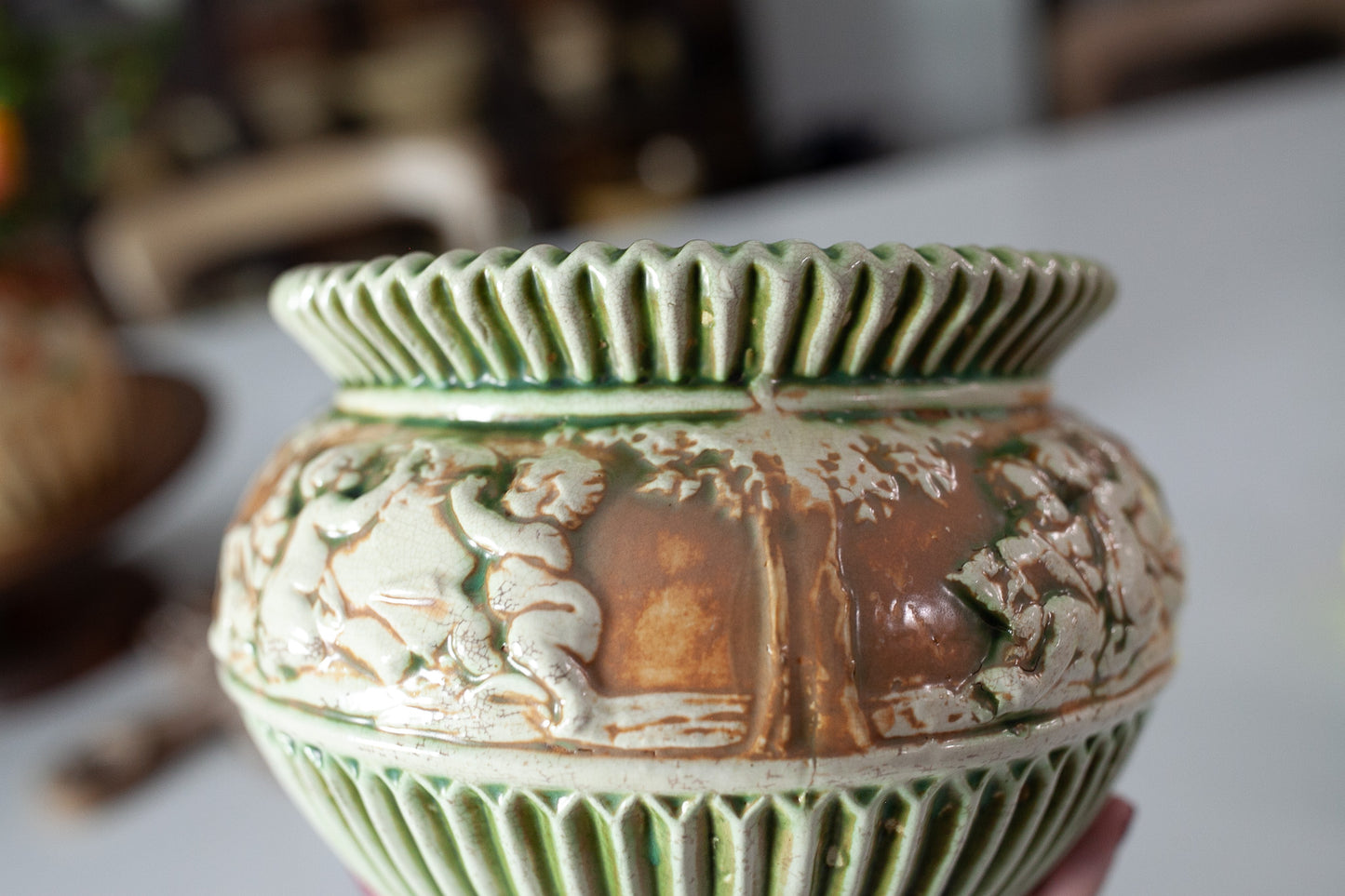 Roseville Donatello 1916 Vintage Art Pottery Ceramic Jardiniere Planter 579-6