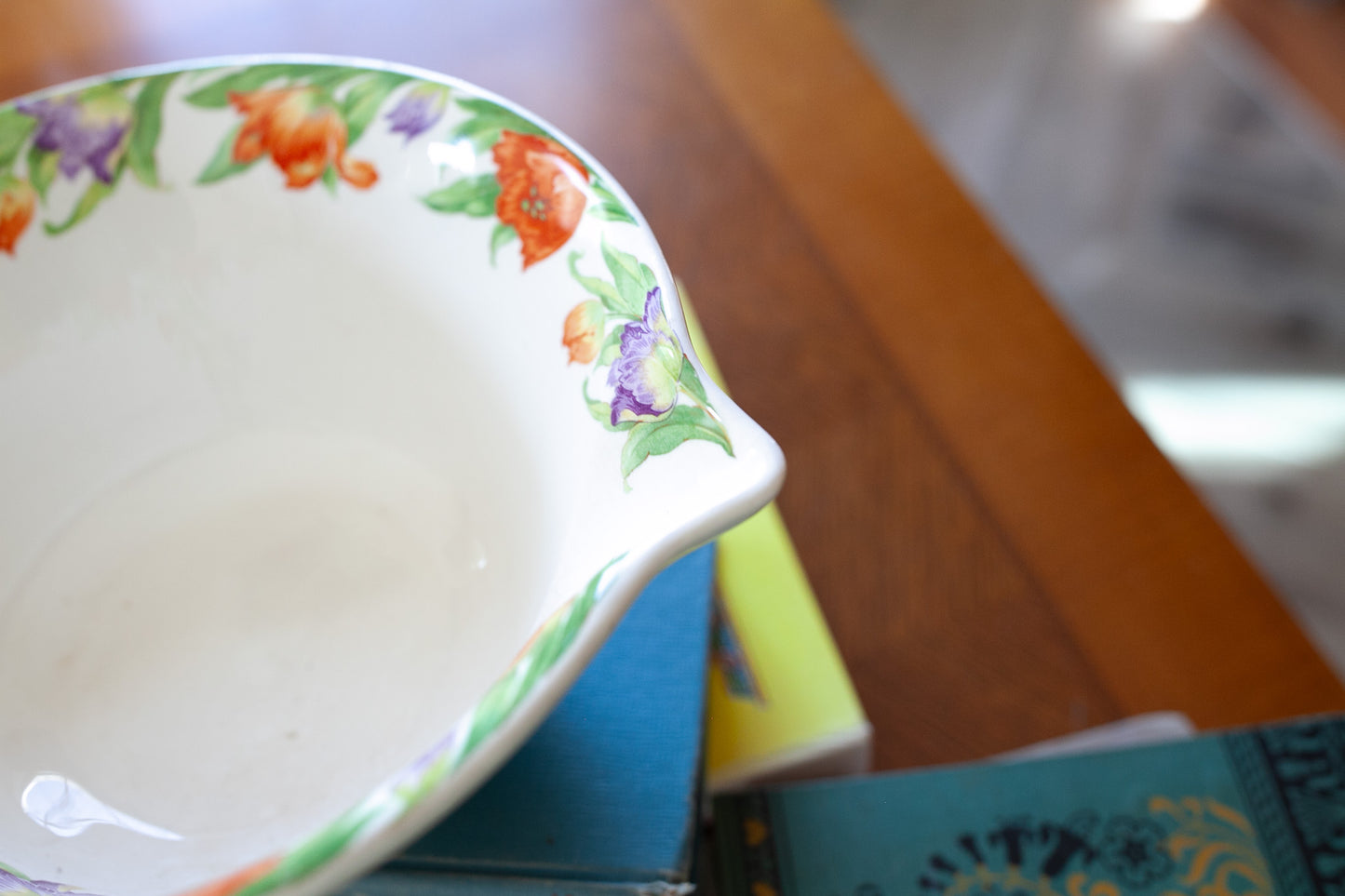 Vintage Bowl- Mixing Spout Bowl with Florals -Vintage Kitchen