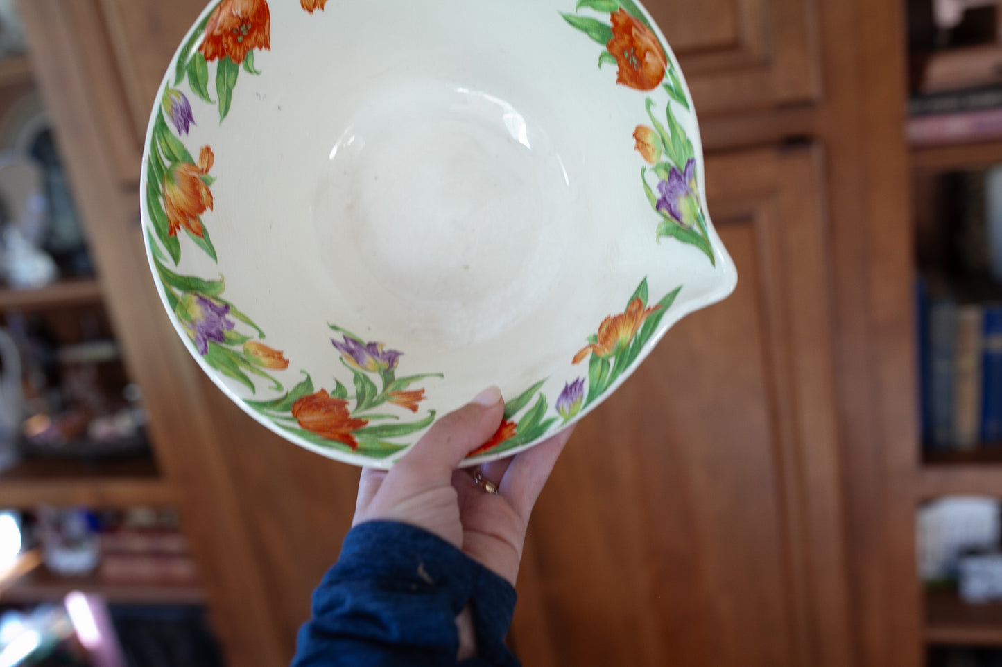 Vintage Bowl- Mixing Spout Bowl with Florals -Vintage Kitchen