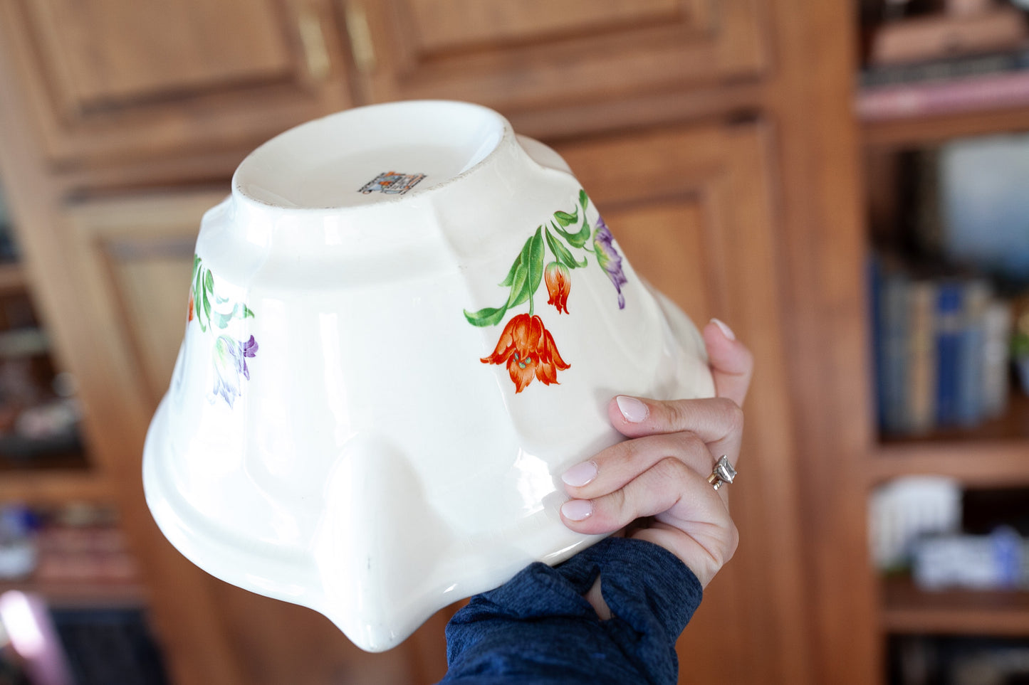 Vintage Bowl- Mixing Spout Bowl with Florals -Vintage Kitchen