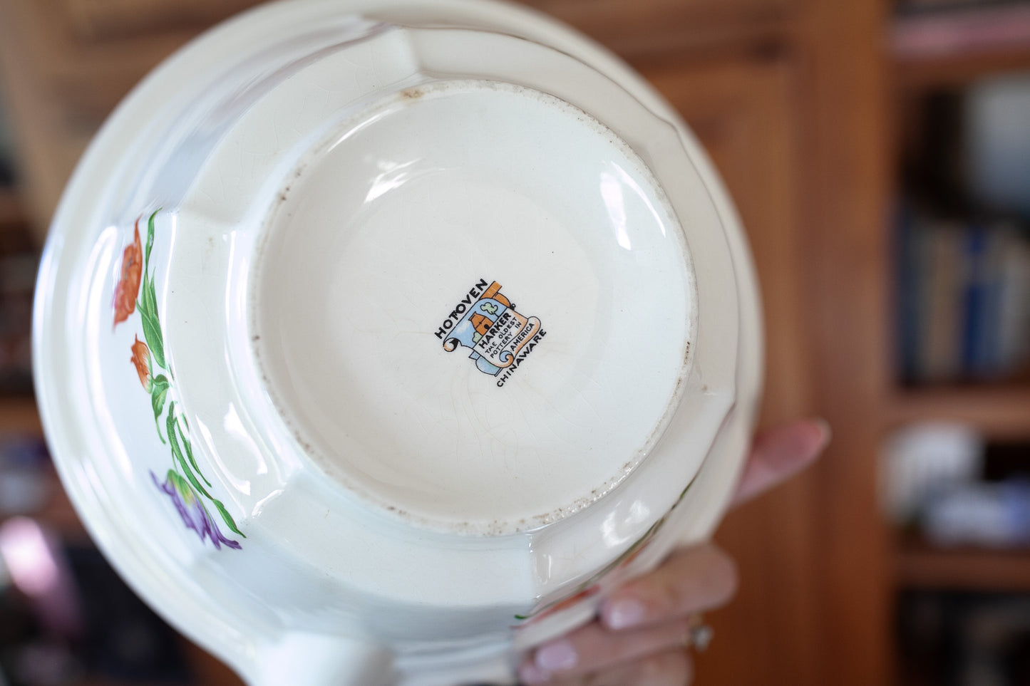 Vintage Bowl- Mixing Spout Bowl with Florals -Vintage Kitchen