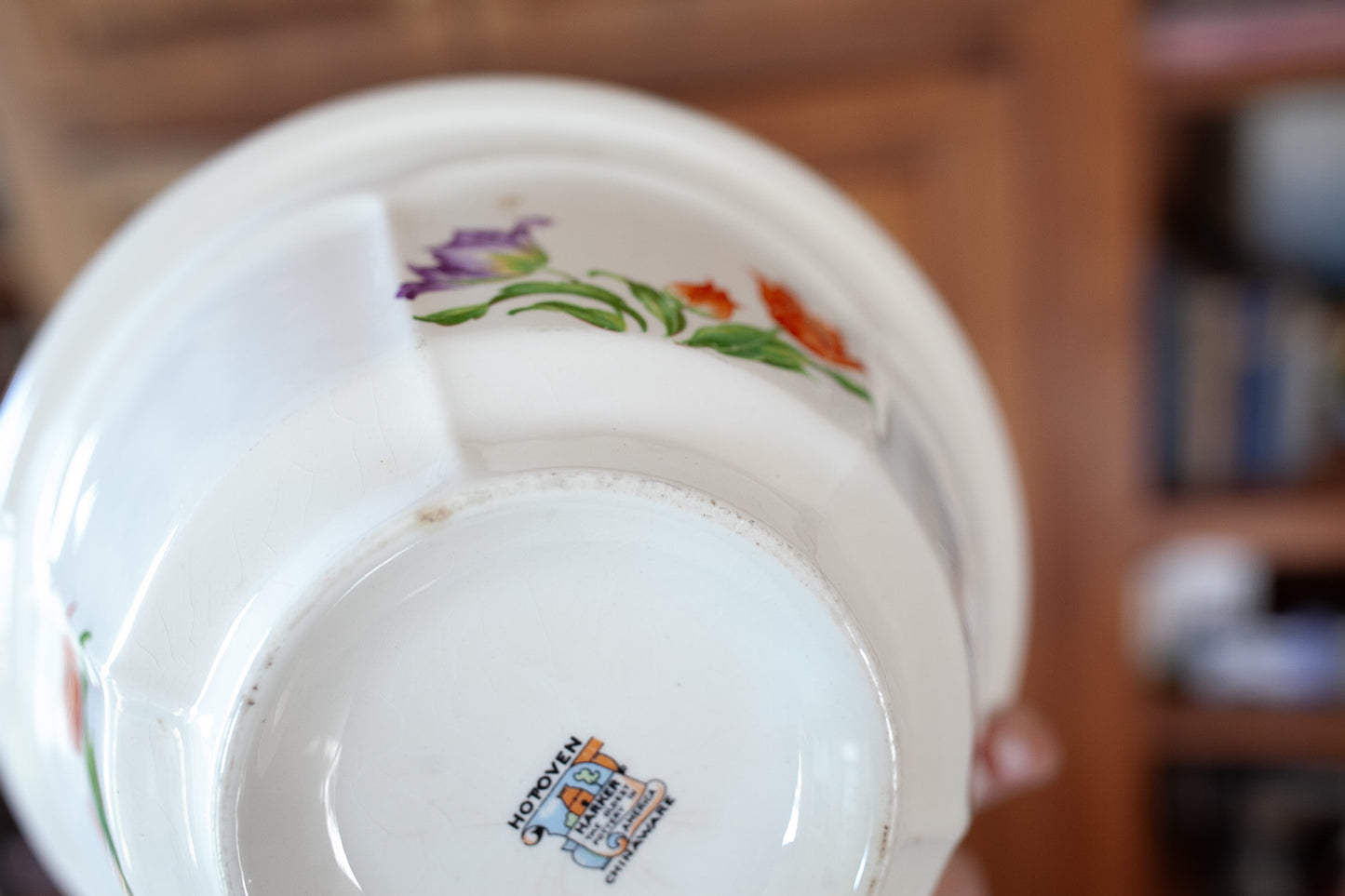 Vintage Bowl- Mixing Spout Bowl with Florals -Vintage Kitchen