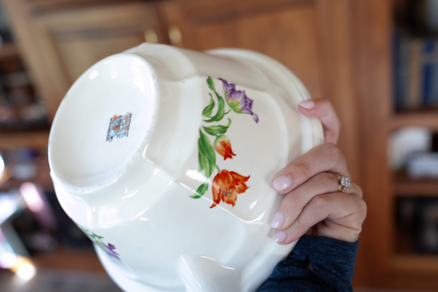 Vintage Bowl- Mixing Spout Bowl with Florals -Vintage Kitchen