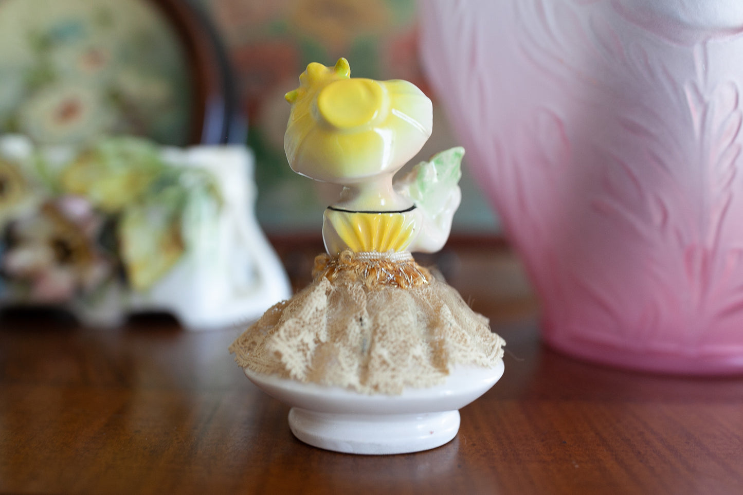 Vintage Lady Holding Flowers