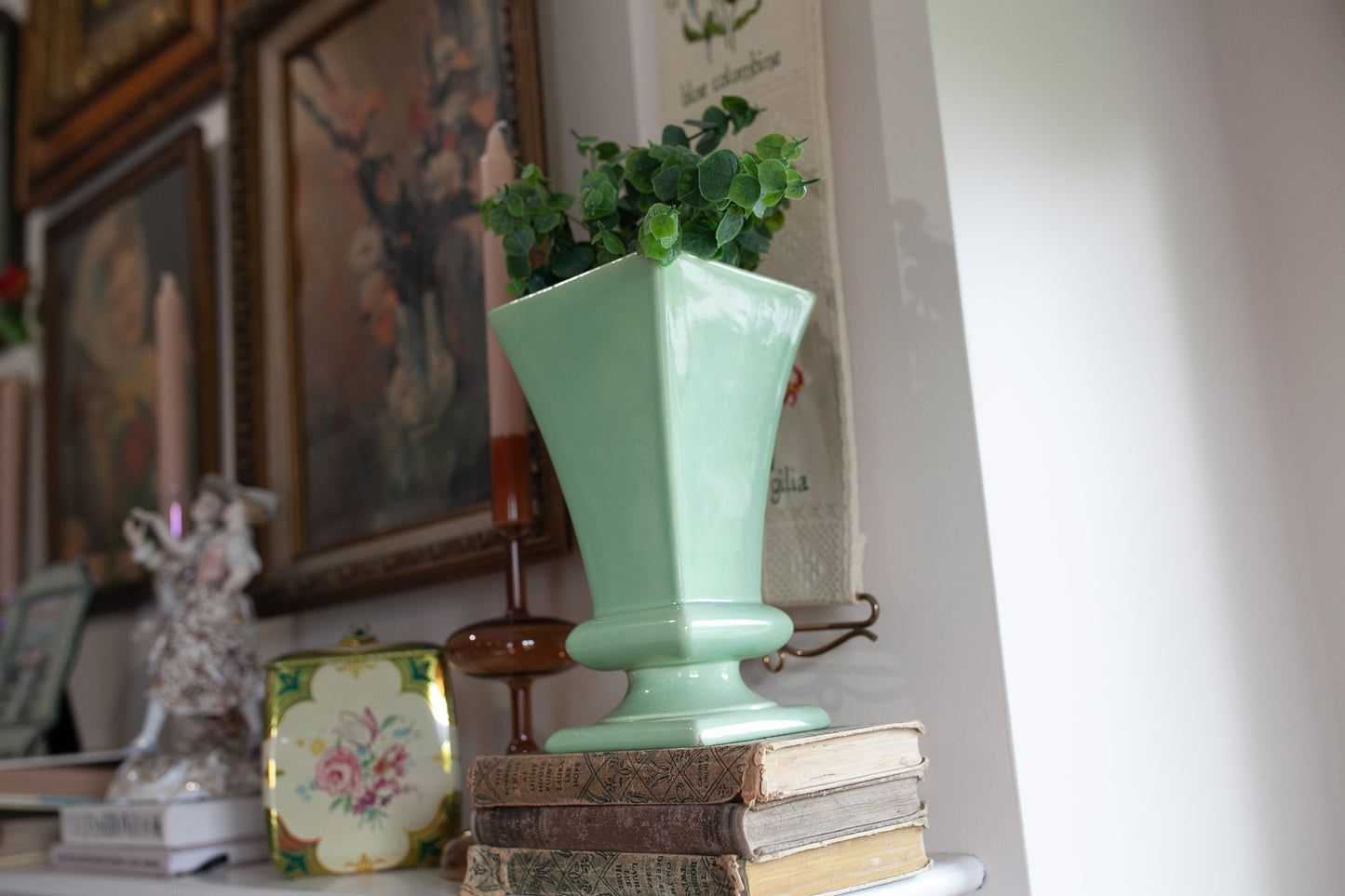 Vintage Green Vase- Haeger Pottery