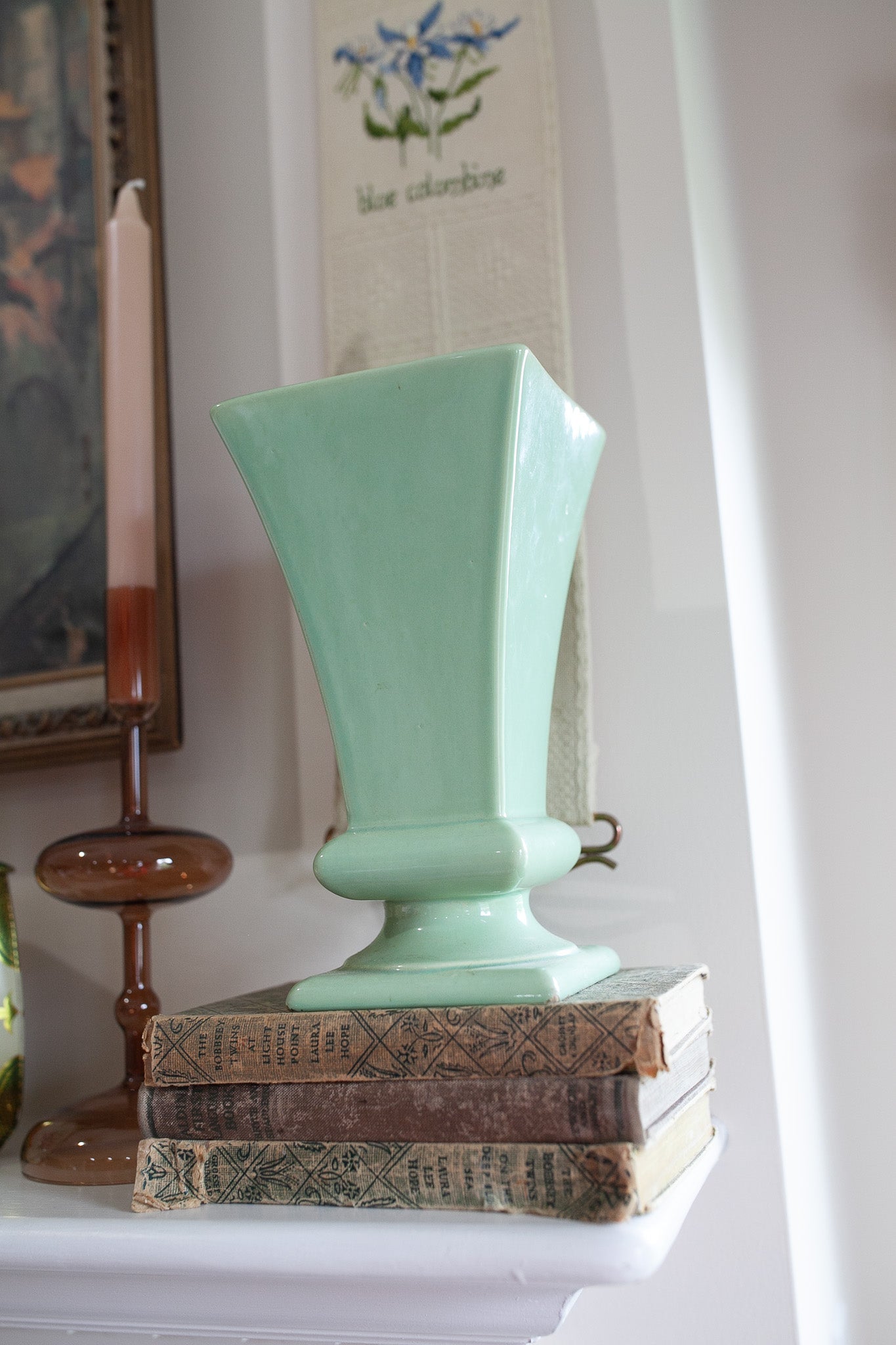 Vintage Green Vase- Haeger Pottery