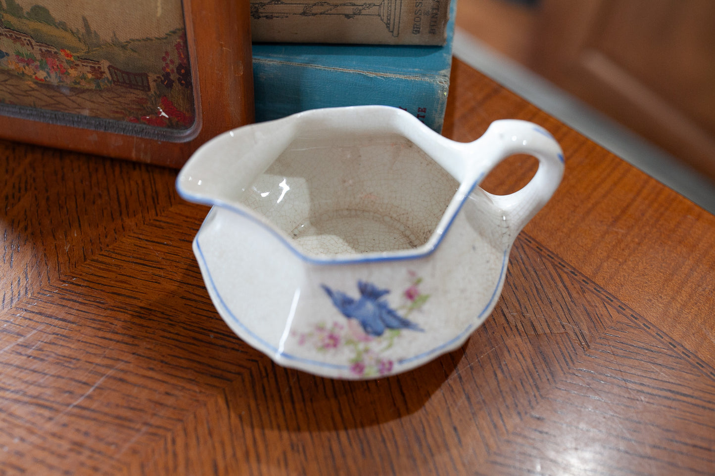 Antique Blue Bird Creamer- Limoges