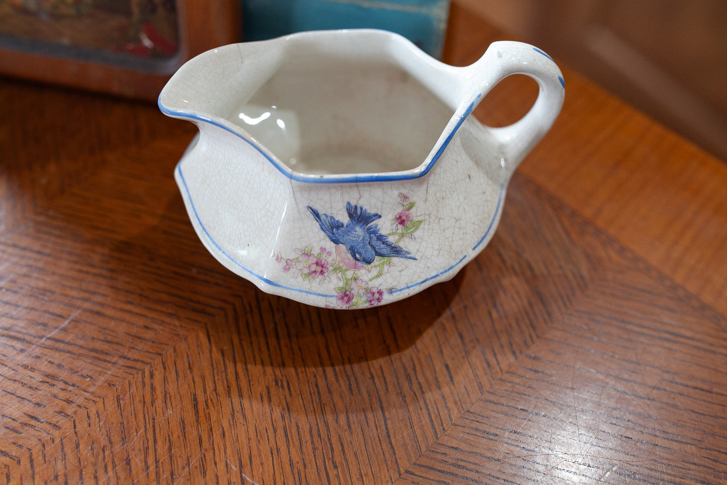 Antique Blue Bird Creamer- Limoges