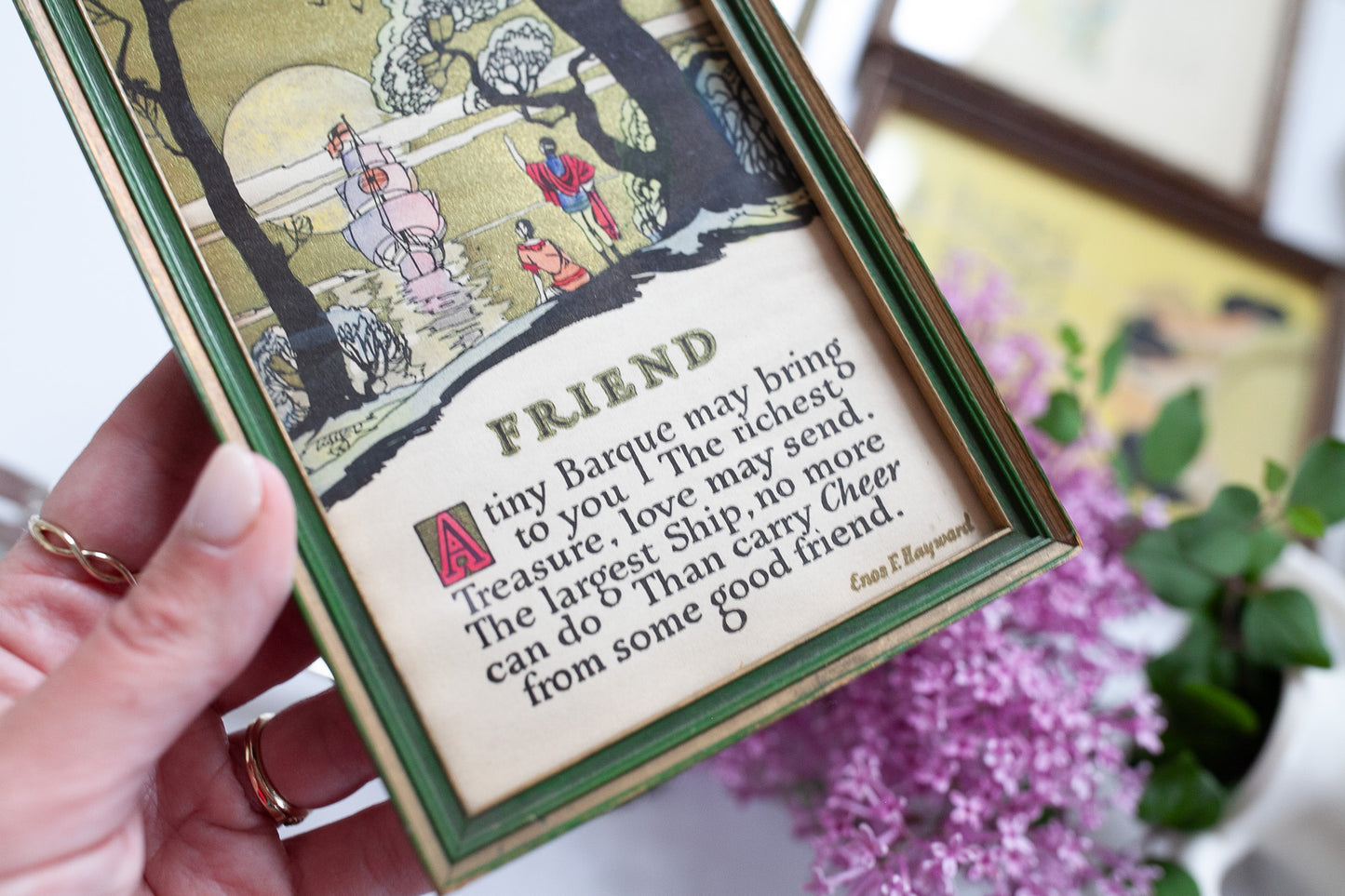 Antique Framed Poem - Friendship Poem - Enos E Hayward- Friend