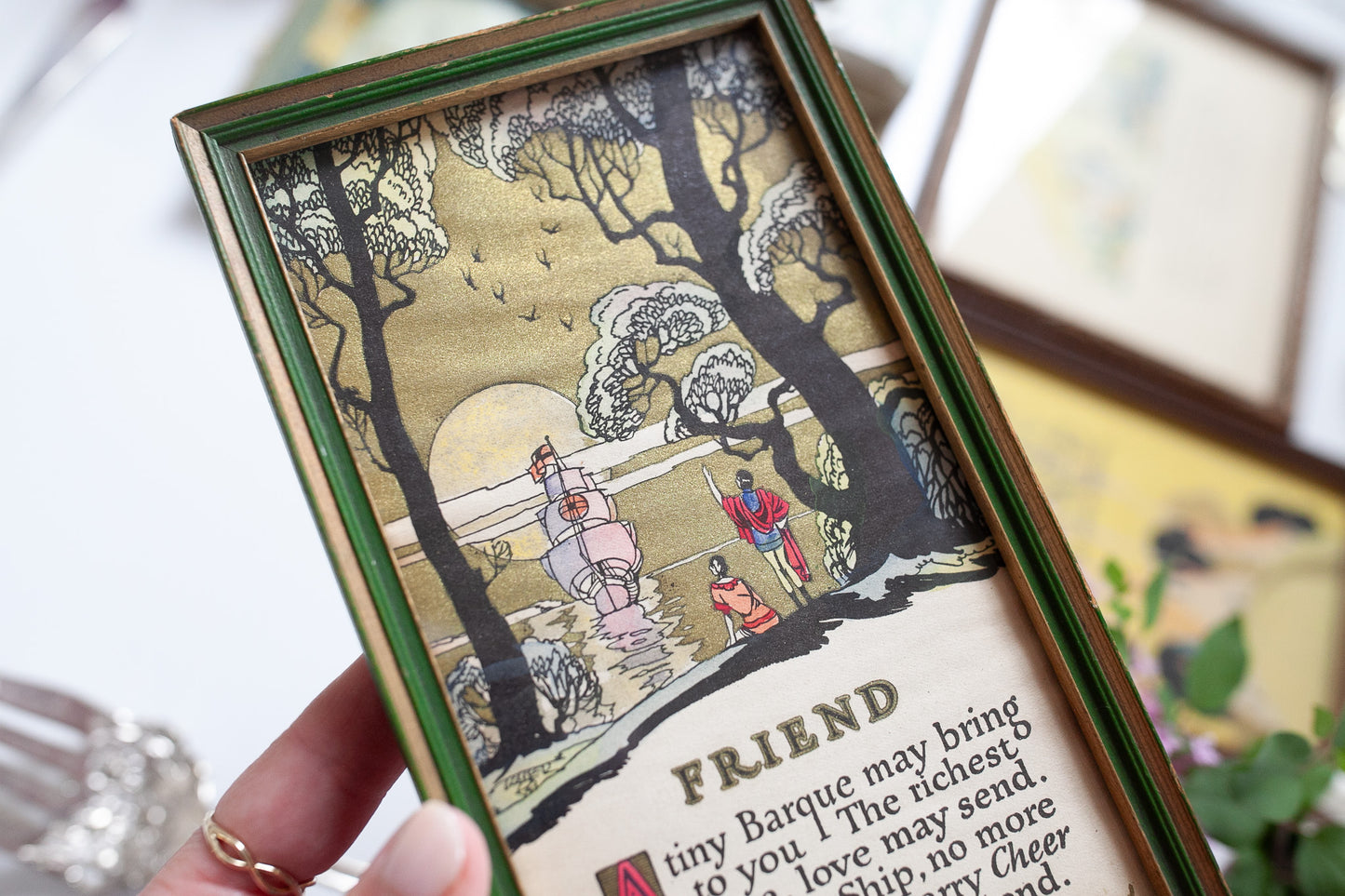 Antique Framed Poem - Friendship Poem - Enos E Hayward- Friend