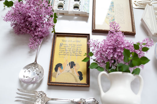 Buzza Motto Print 1925 -Antique Framed Poem on encouragement